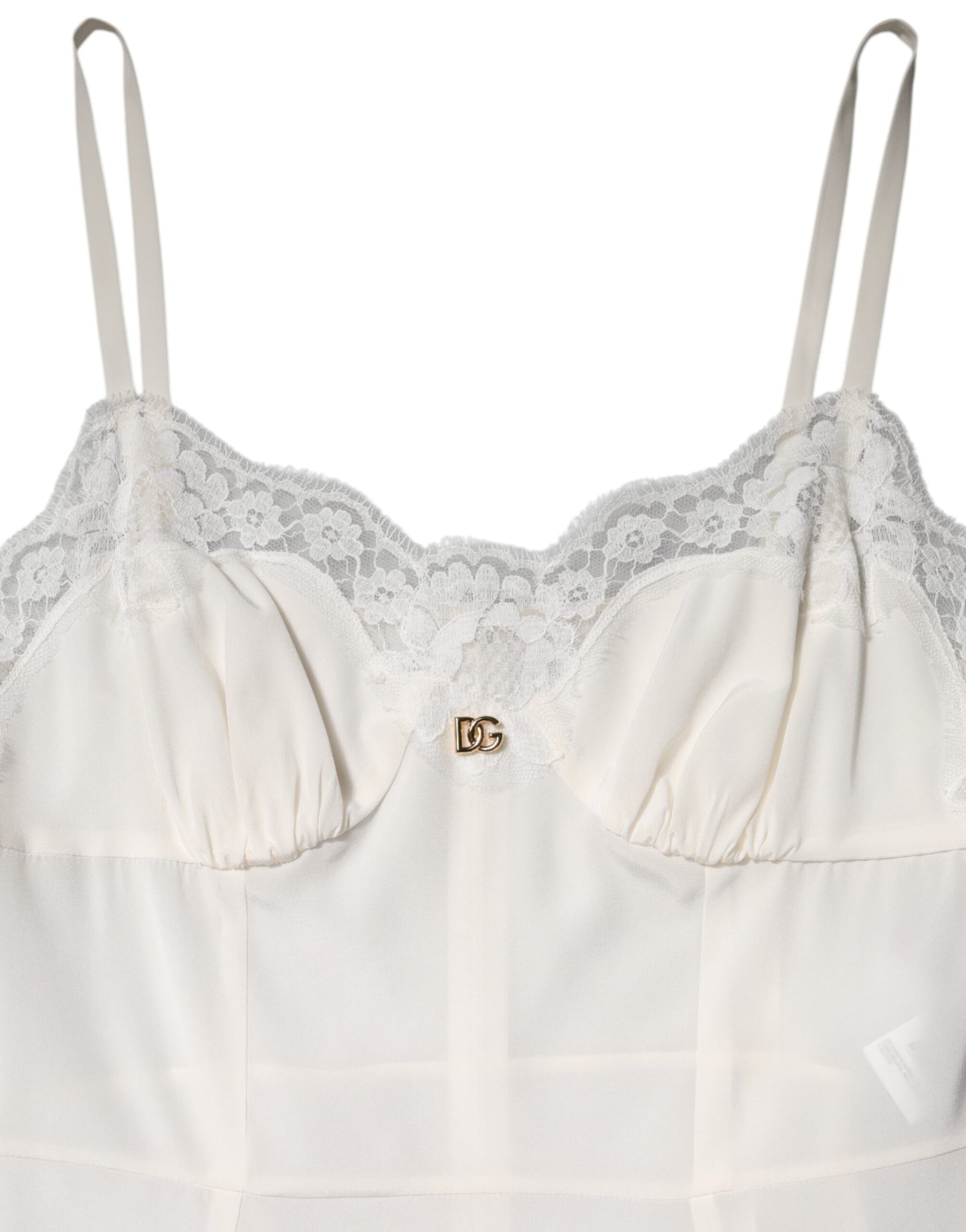 Dolce & Gabbana – Nachthemd aus Seide mit DG-Logo in Weiß