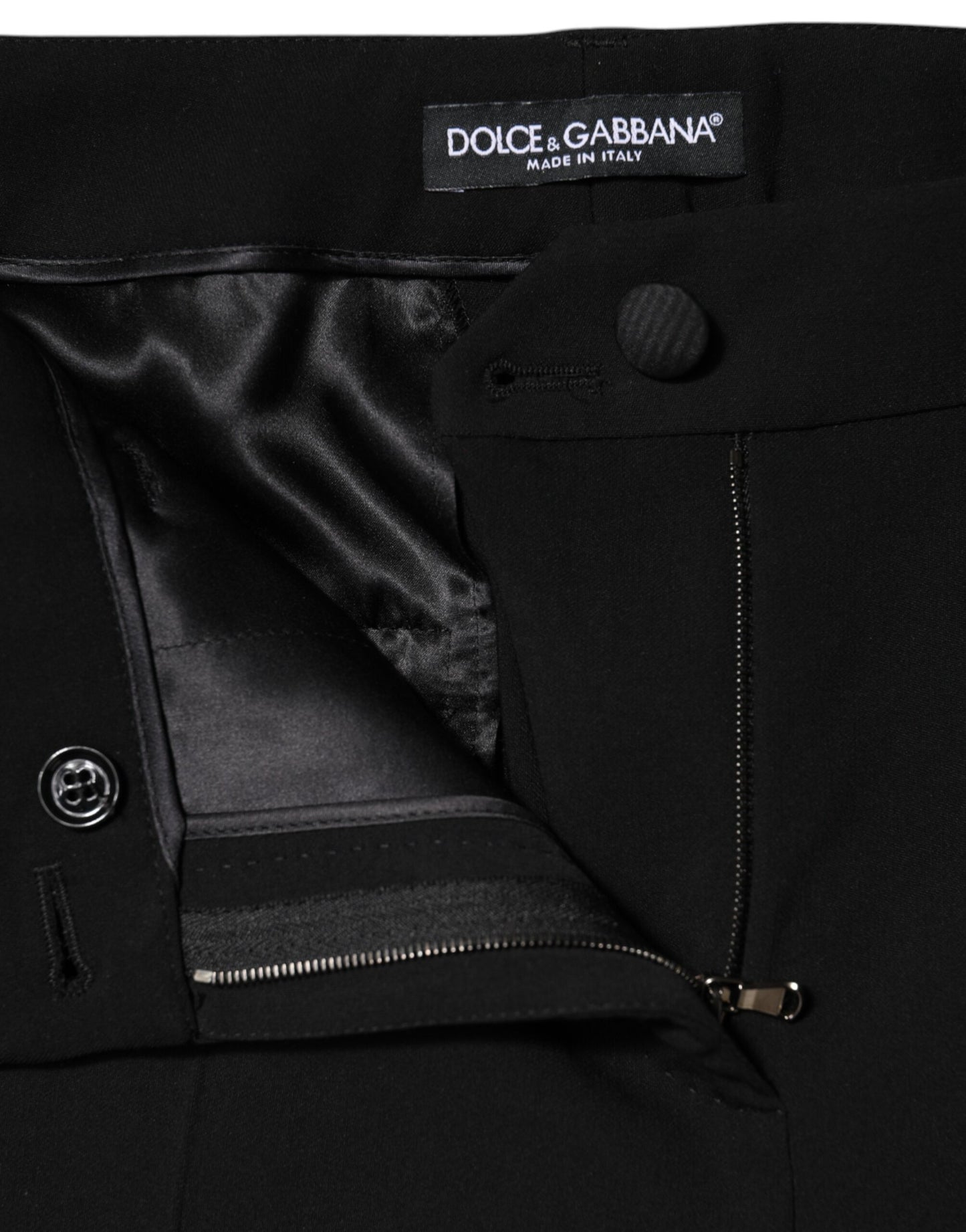 Dolce & Gabbana – Schwarze, hoch taillierte Karottenhose aus Wolle