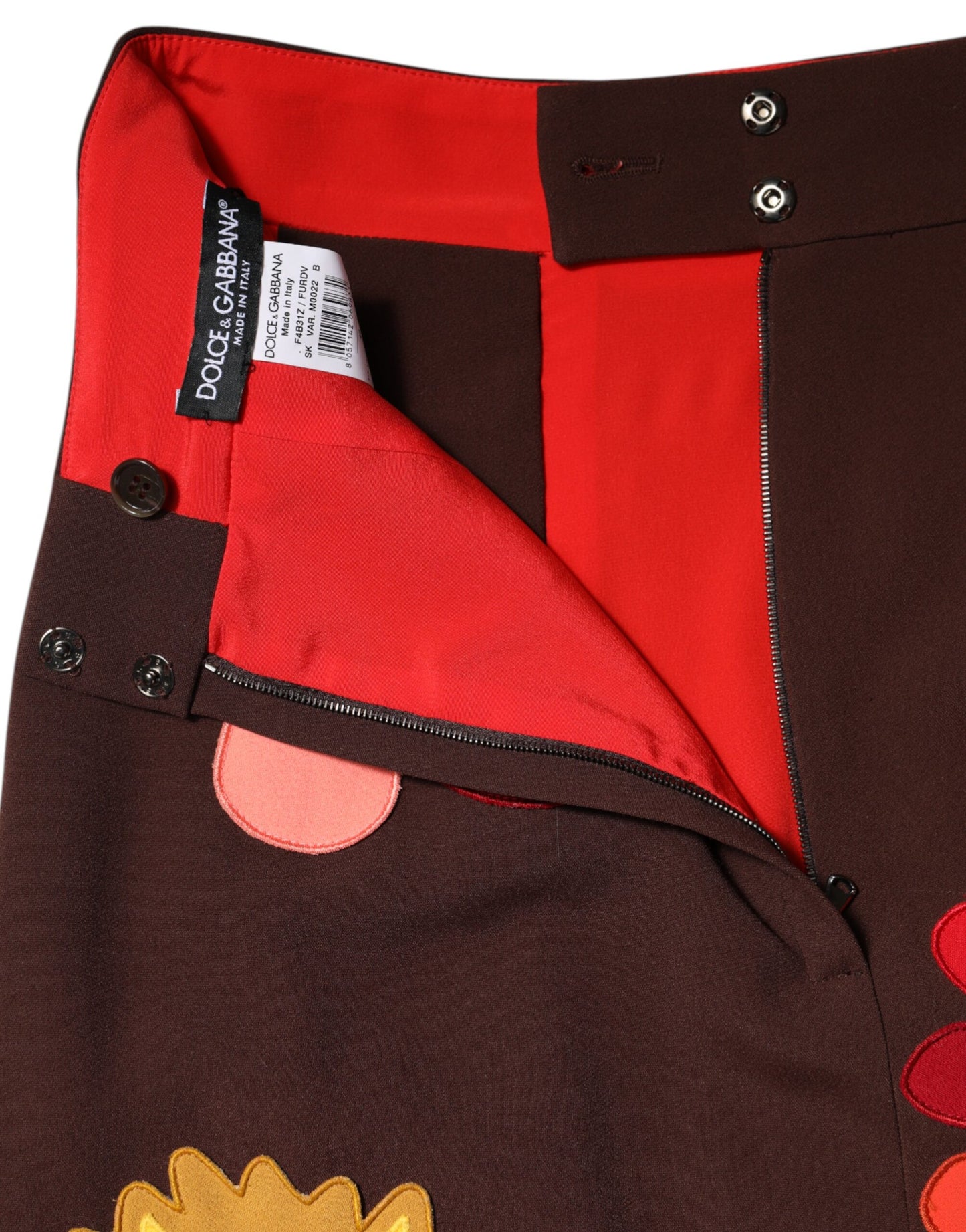 Dolce & Gabbana – Brauner Rock mit Blumenmuster und hoher Taille und Seitenschlitz