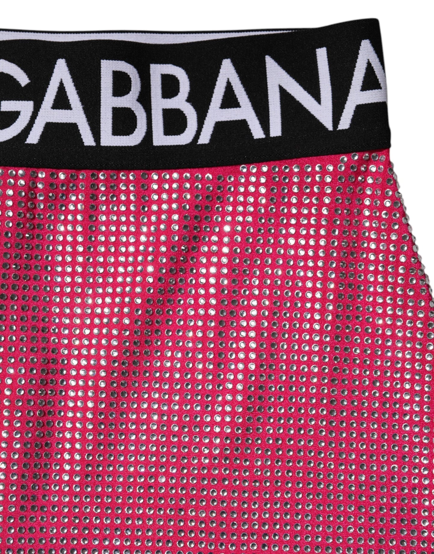 Dolce & Gabbana – Rosa Minirock mit Strassverzierung und Logo