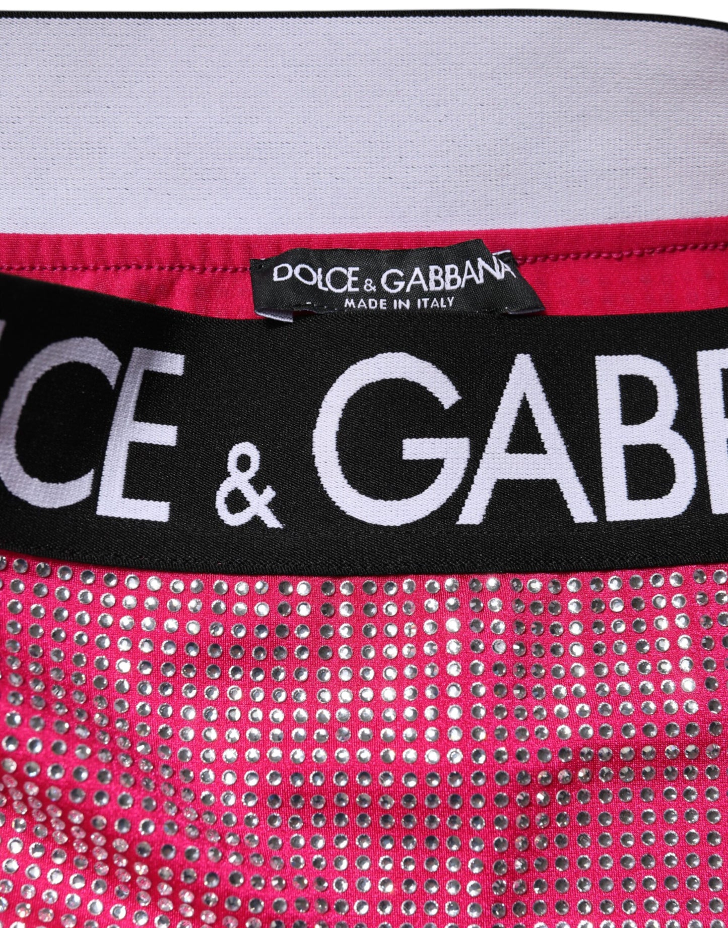 Dolce & Gabbana – Rosa Minirock mit Strassverzierung und Logo