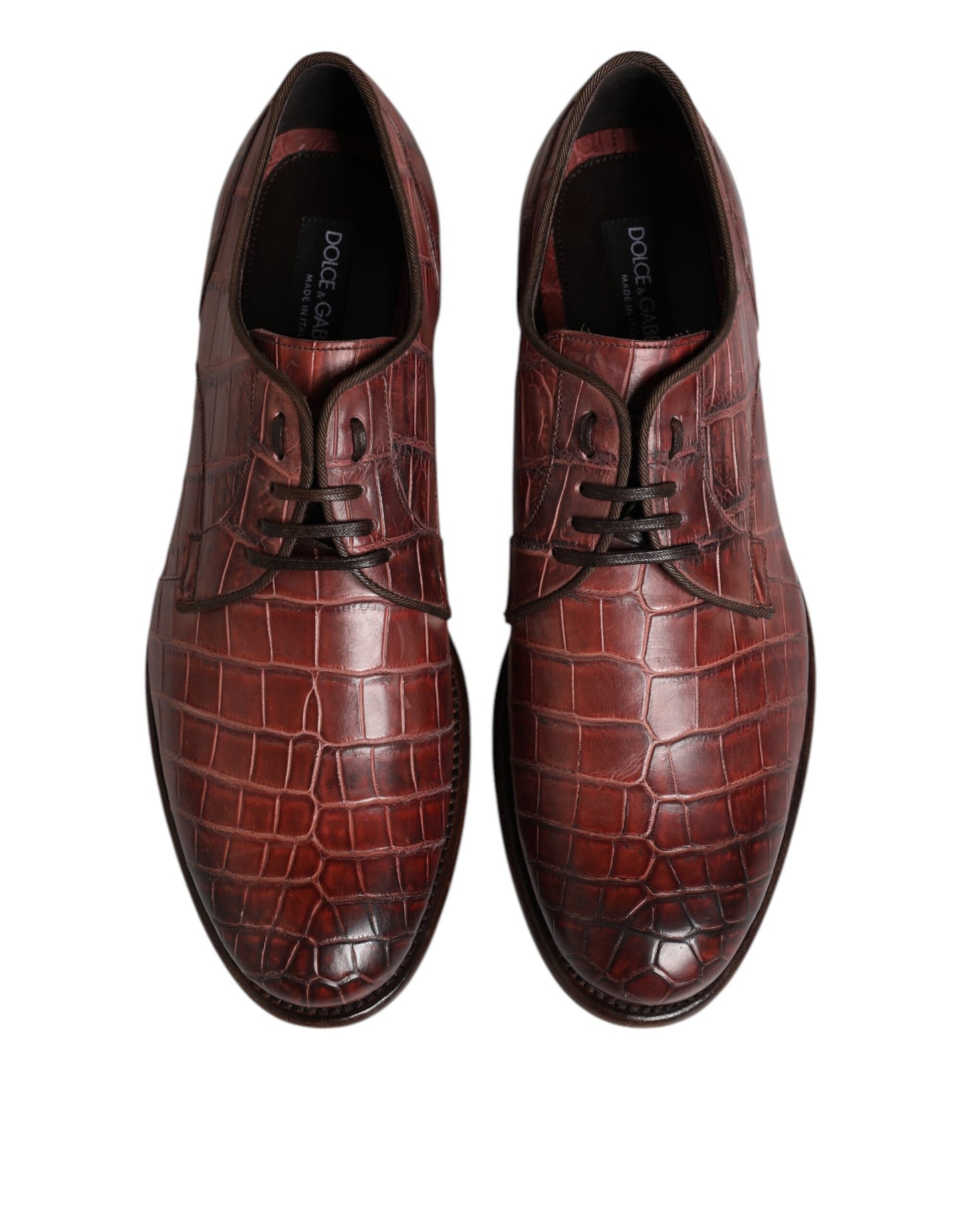 Dolce & Gabbana – Burgunderrote Derby-Schnürschuhe aus Leder