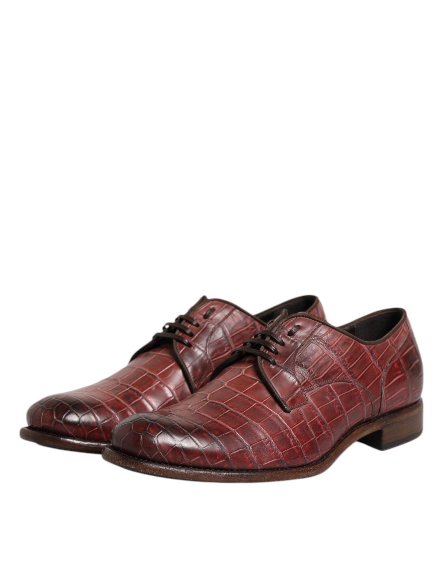 Dolce & Gabbana – Burgunderrote Derby-Schnürschuhe aus Leder
