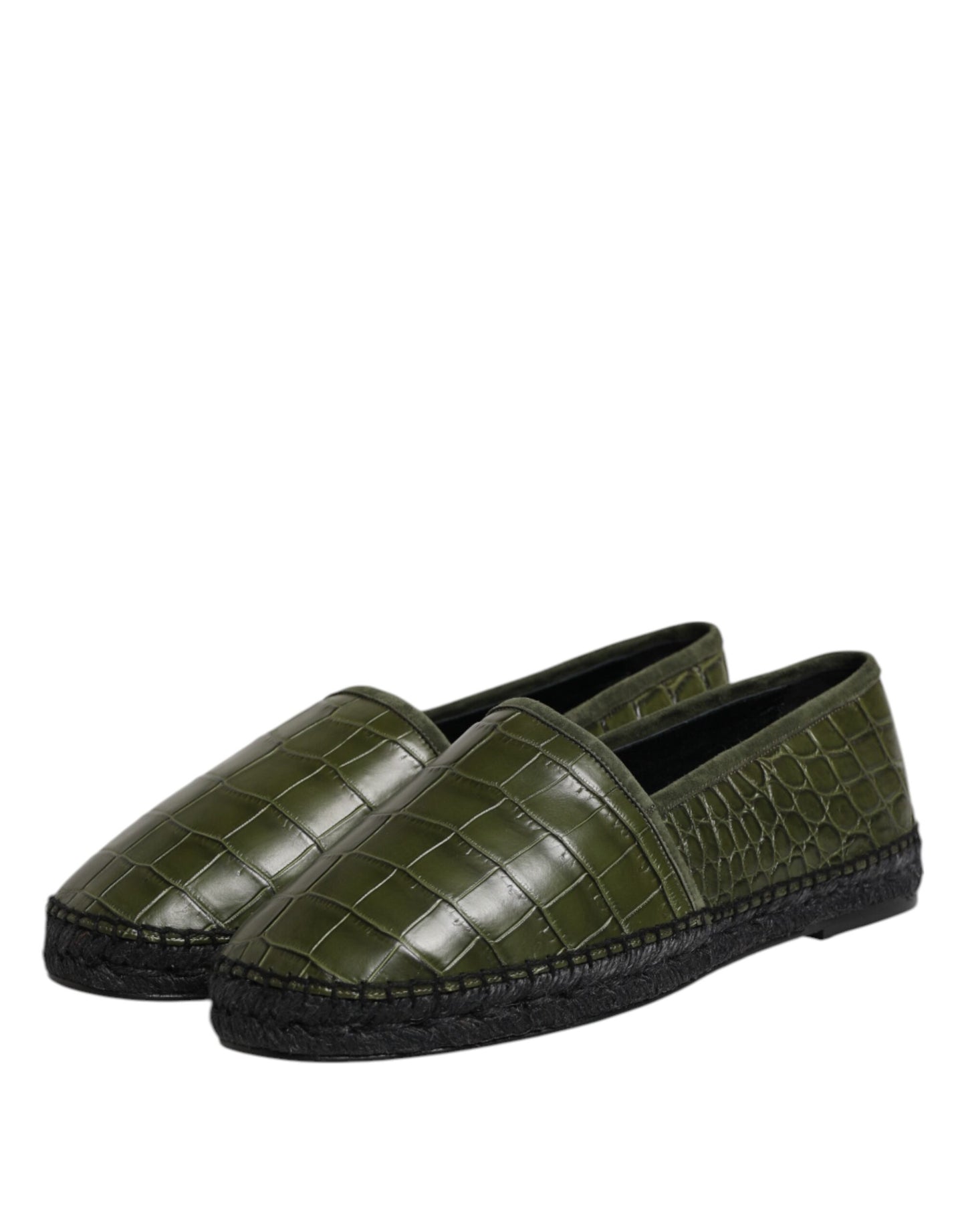 Dolce & Gabbana – Espadrilles-Schlupfschuhe aus exotischem Leder in Grün
