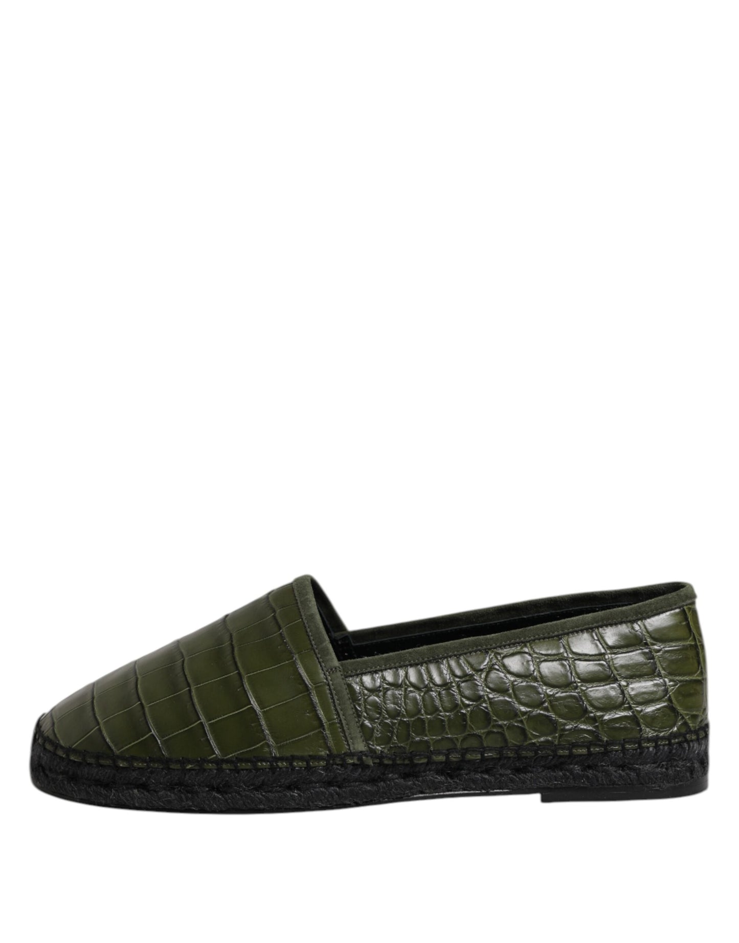 Dolce & Gabbana – Espadrilles-Schlupfschuhe aus exotischem Leder in Grün