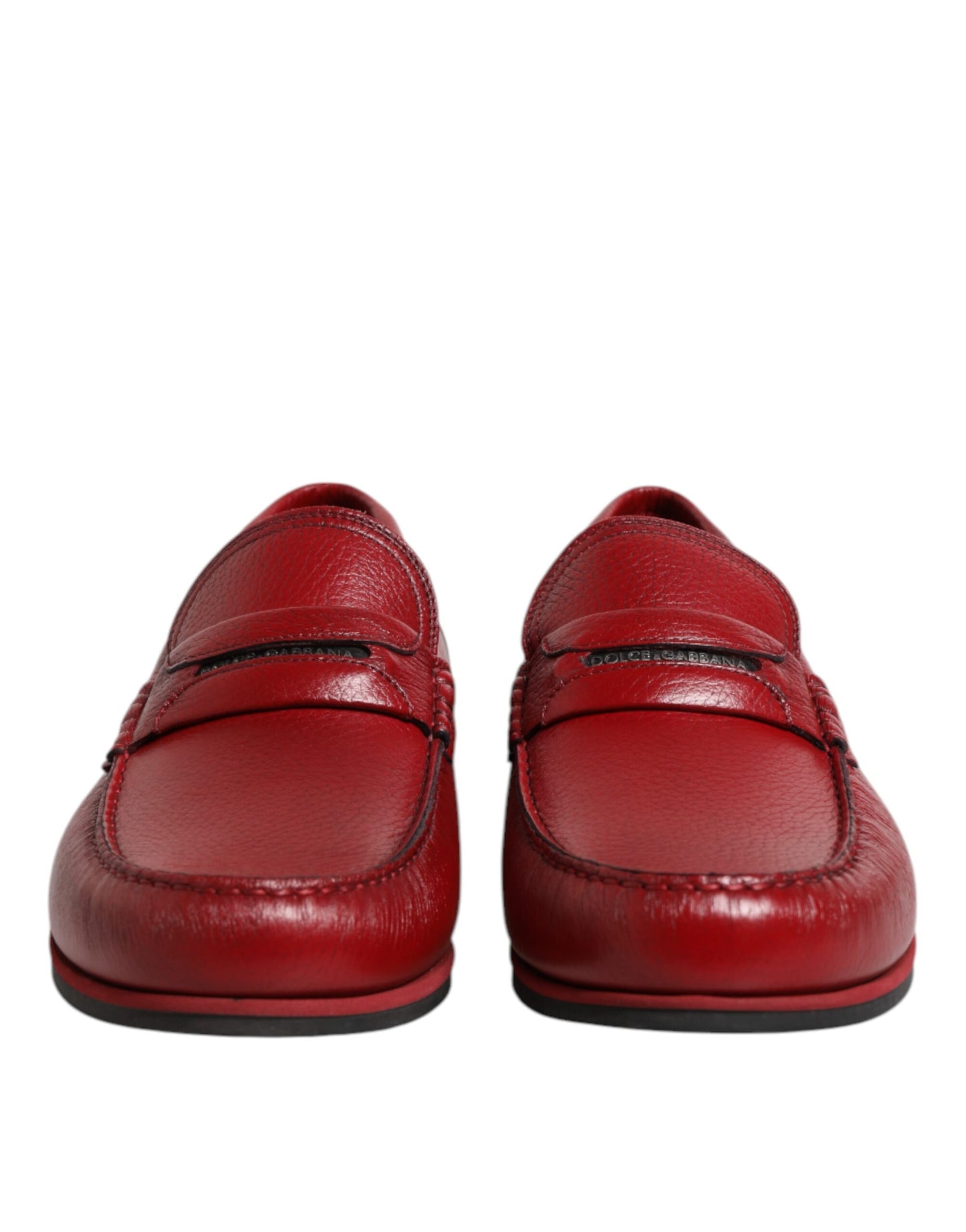 Dolce & Gabbana Rote Leder-Loafer, Mokassins, Slipper