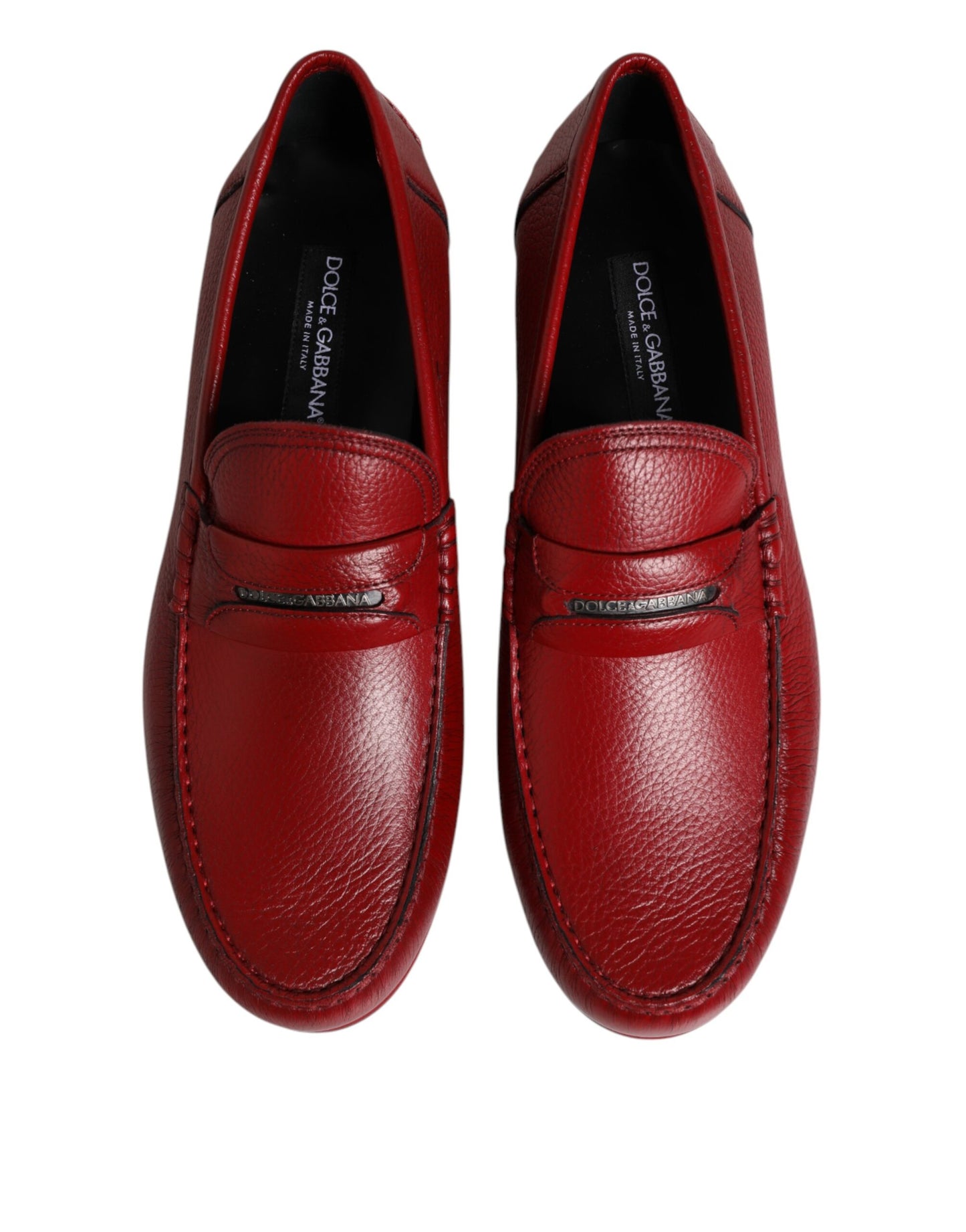 Dolce & Gabbana Rote Leder-Loafer, Mokassins, Slipper