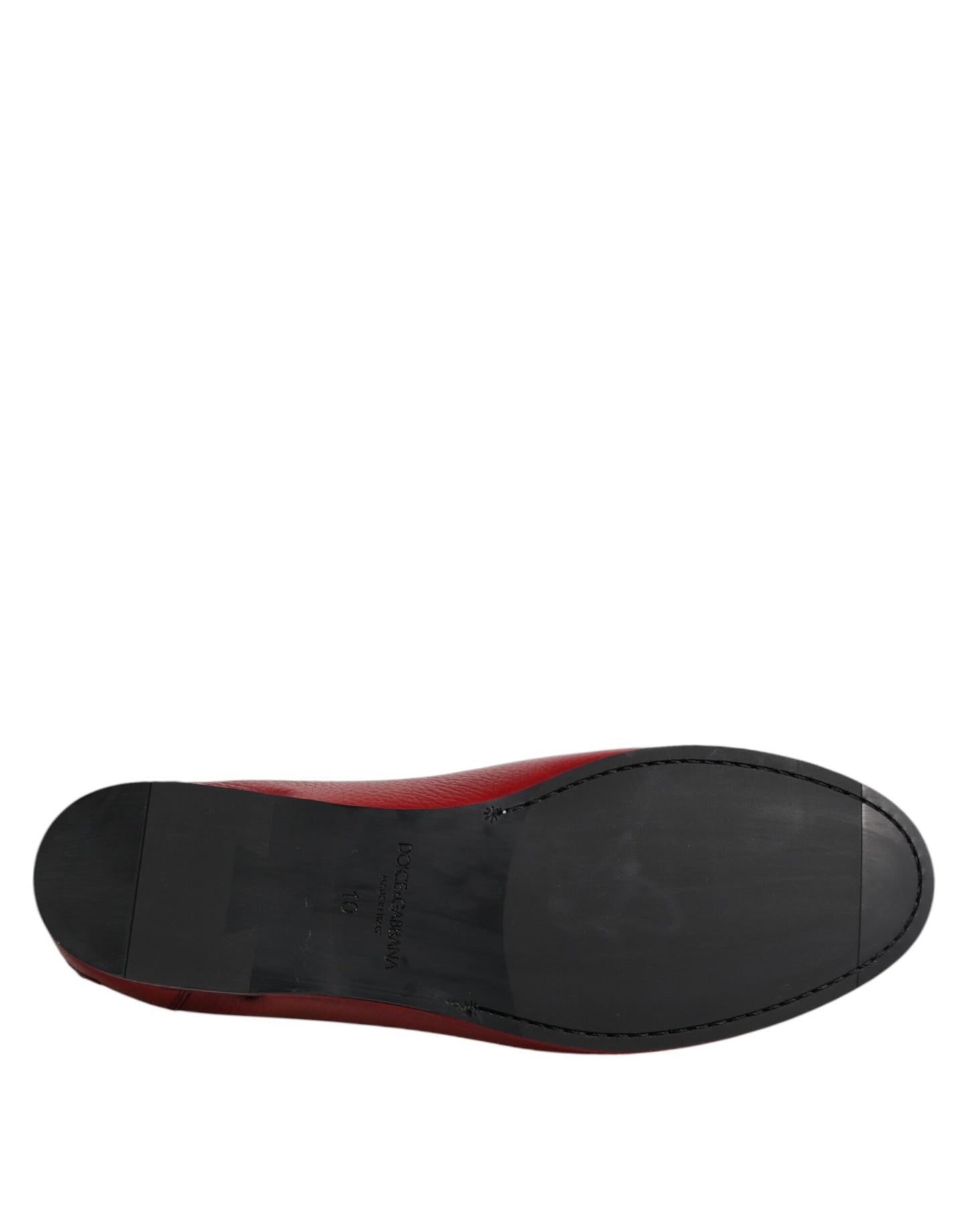 Dolce & Gabbana Rote Leder-Loafer, Mokassins, Slipper