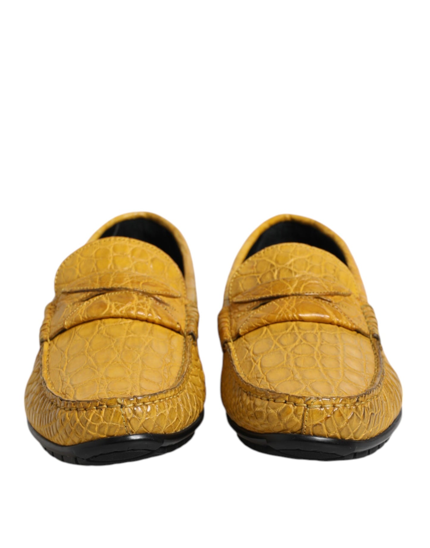 Dolce & Gabbana – Slipper aus exotischem Leder in Gelb