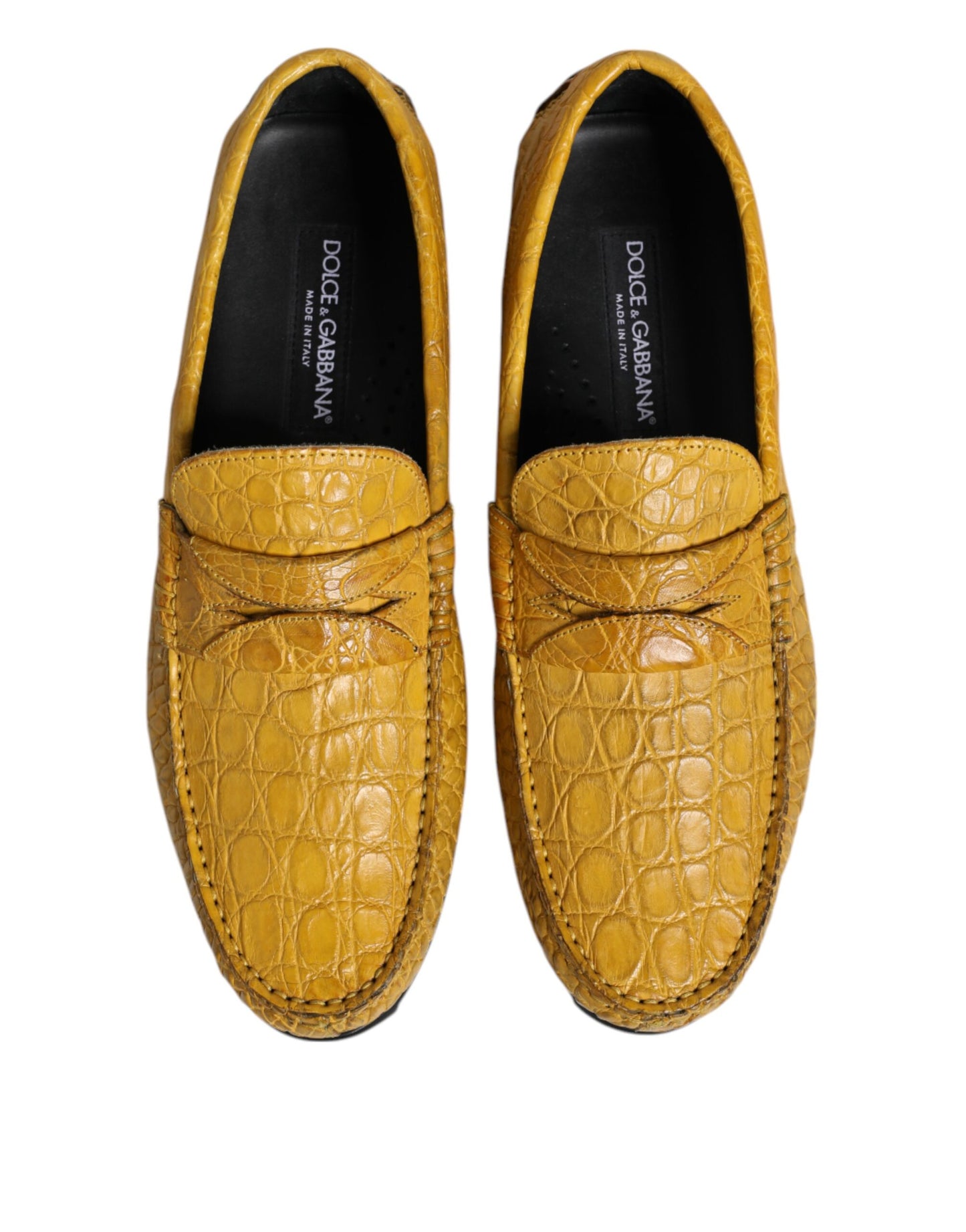 Dolce & Gabbana – Slipper aus exotischem Leder in Gelb