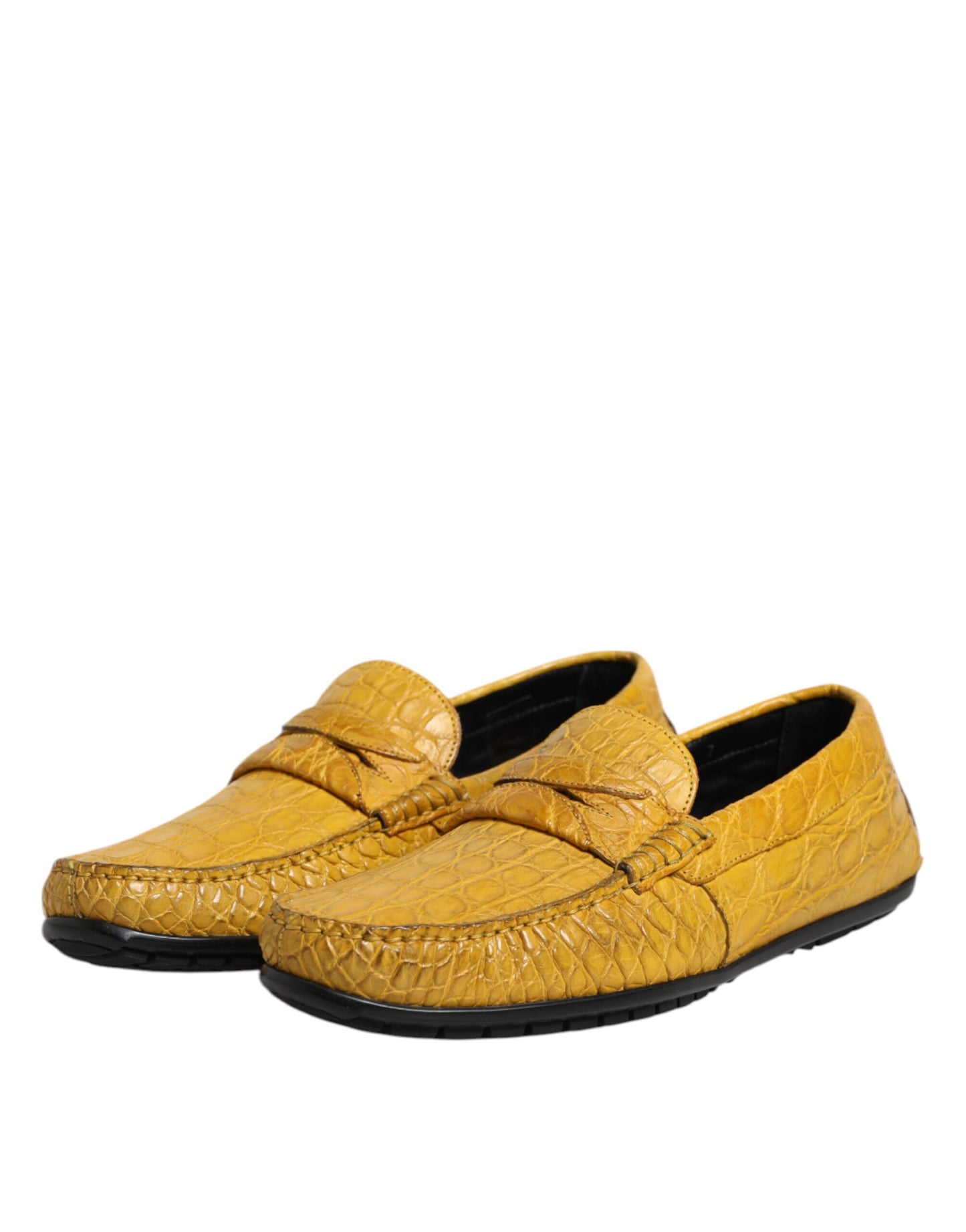 Dolce & Gabbana – Slipper aus exotischem Leder in Gelb