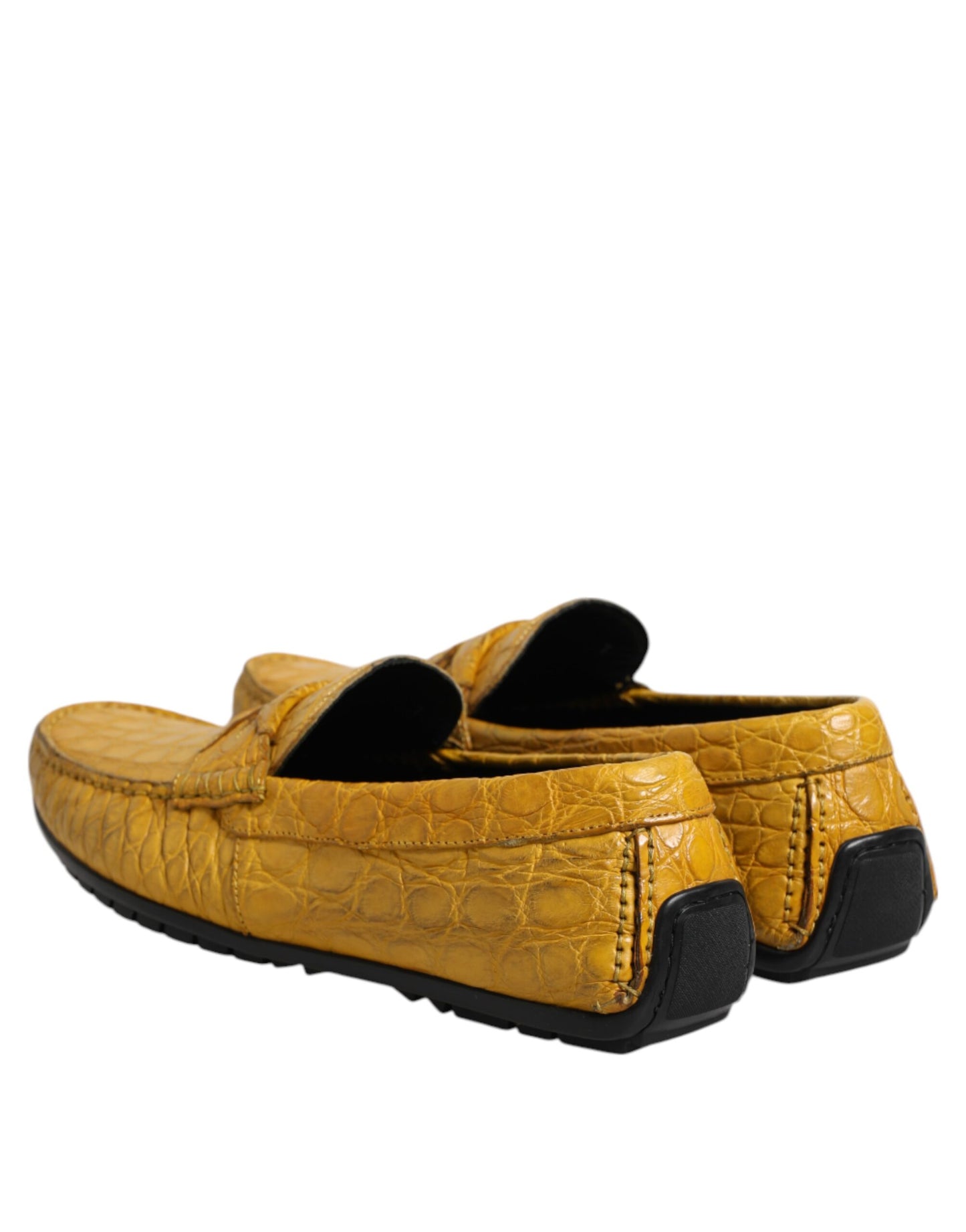 Dolce & Gabbana – Slipper aus exotischem Leder in Gelb