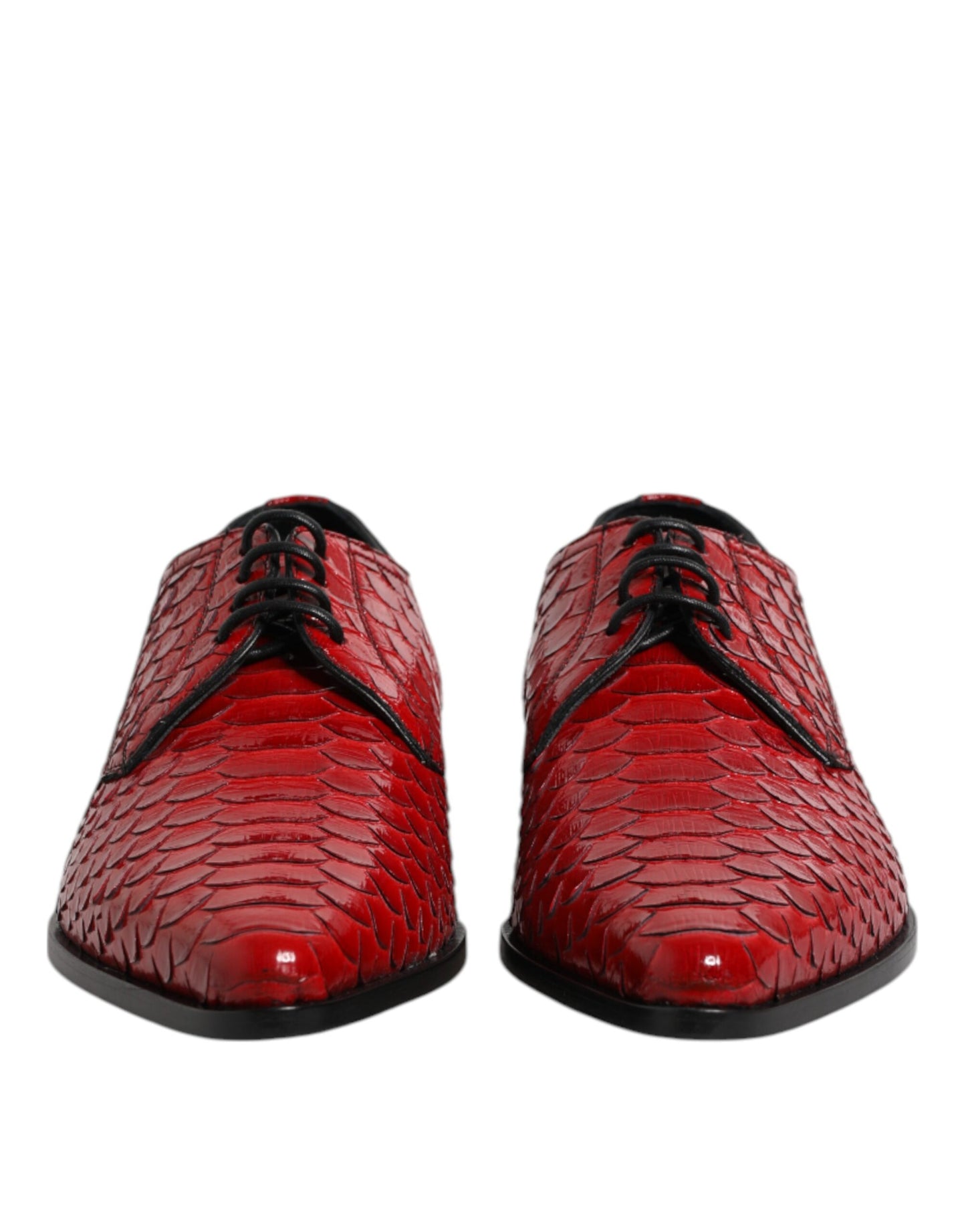 Dolce & Gabbana – Rote Derby-Schuhe aus exotischem Leder zum Schnüren