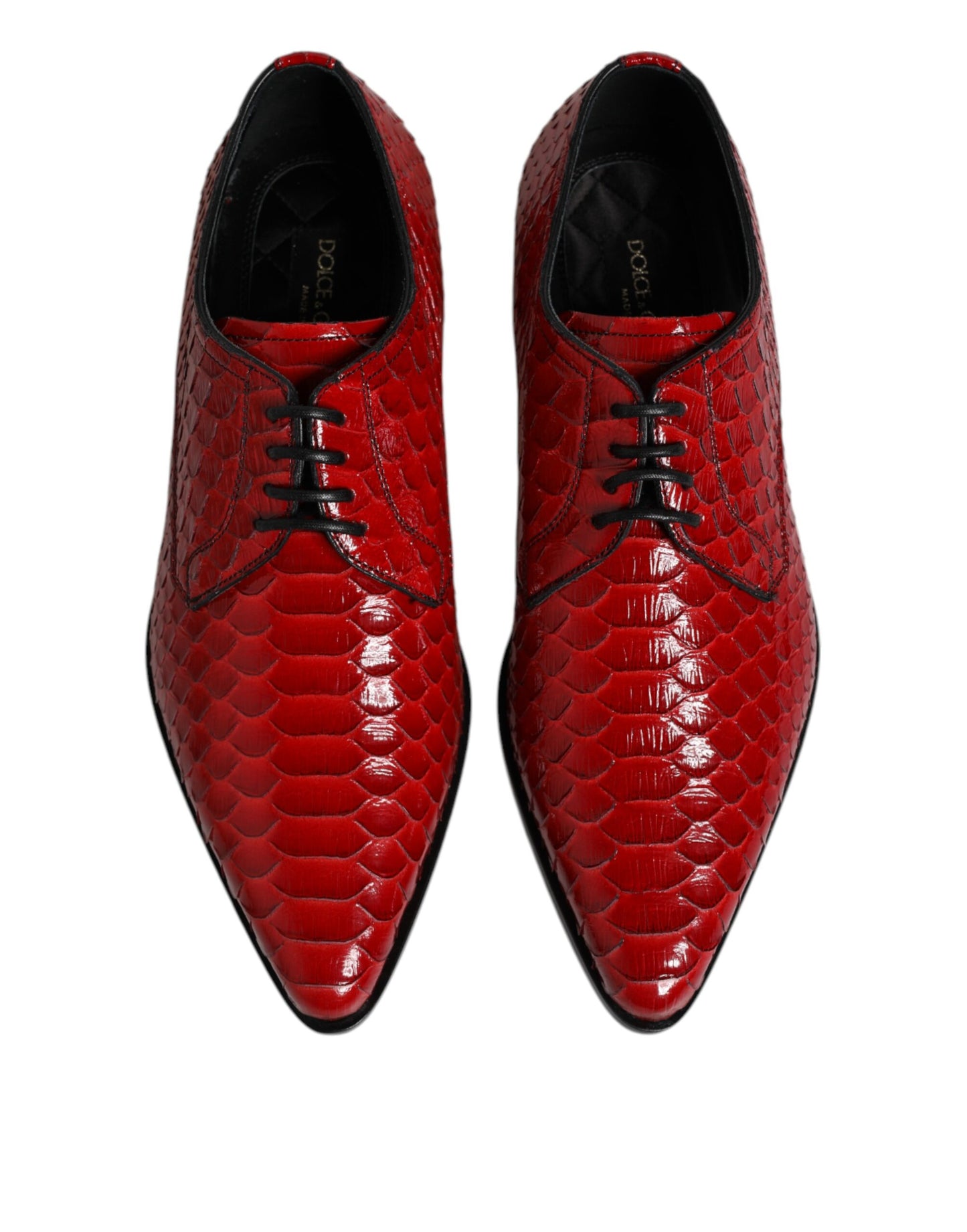 Dolce & Gabbana – Rote Derby-Schuhe aus exotischem Leder zum Schnüren