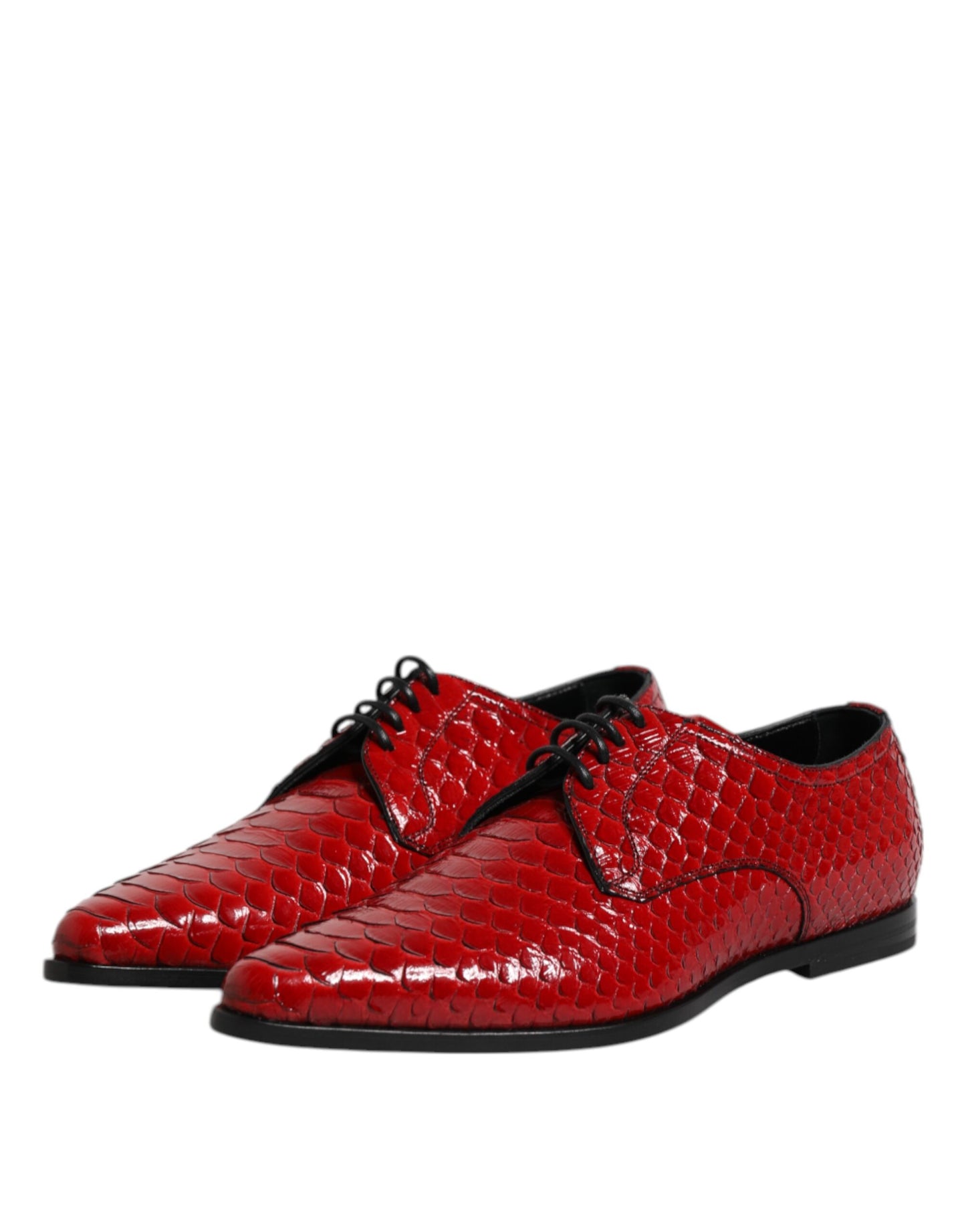Dolce & Gabbana – Rote Derby-Schuhe aus exotischem Leder zum Schnüren