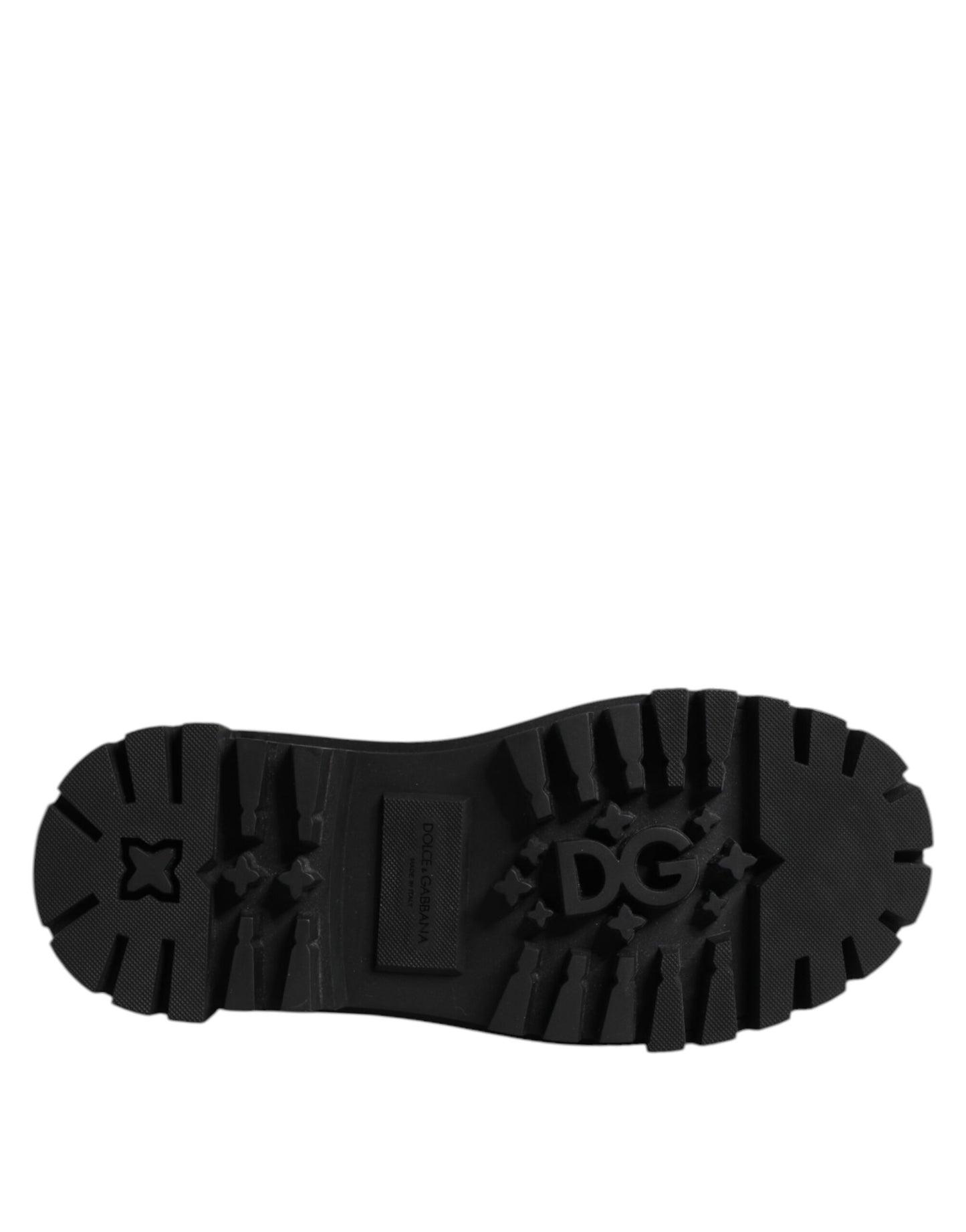 Dolce & Gabbana – Schwarze, wadenhohe Schnürstiefel aus Leder