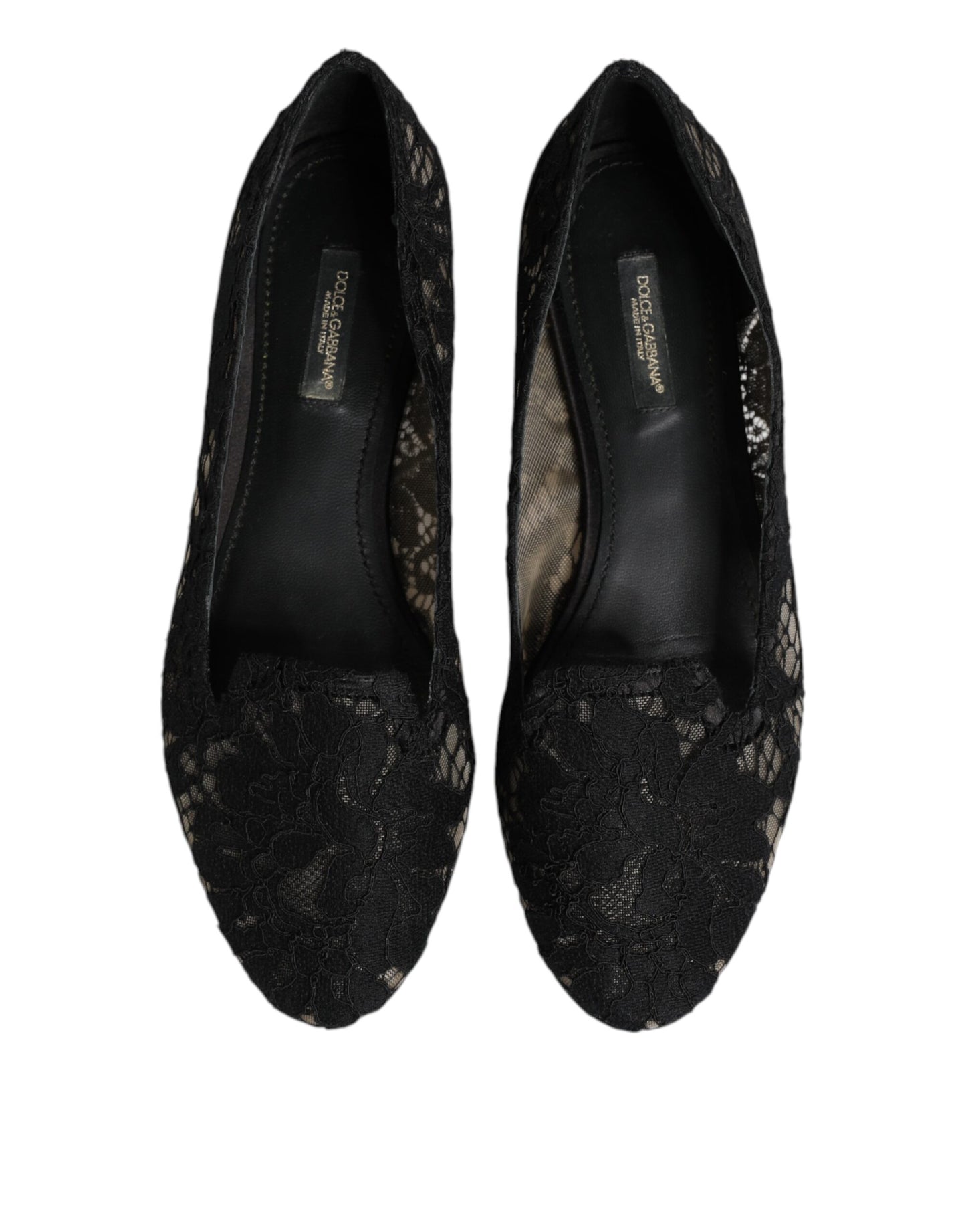 Dolce & Gabbana – Schwarze Taormina-Schlupfschuhe mit Spitze