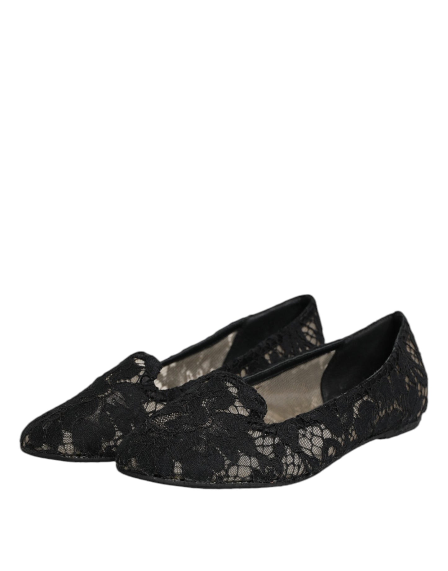 Dolce & Gabbana – Schwarze Taormina-Schlupfschuhe mit Spitze