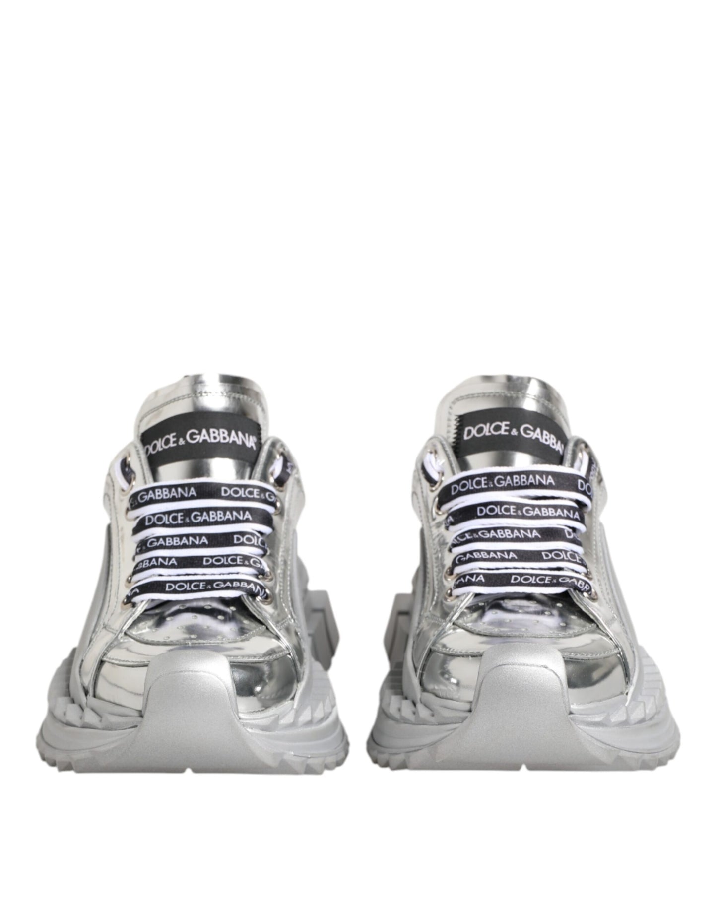 Dolce & Gabbana Super Queen Sneakers aus silbernem Leder