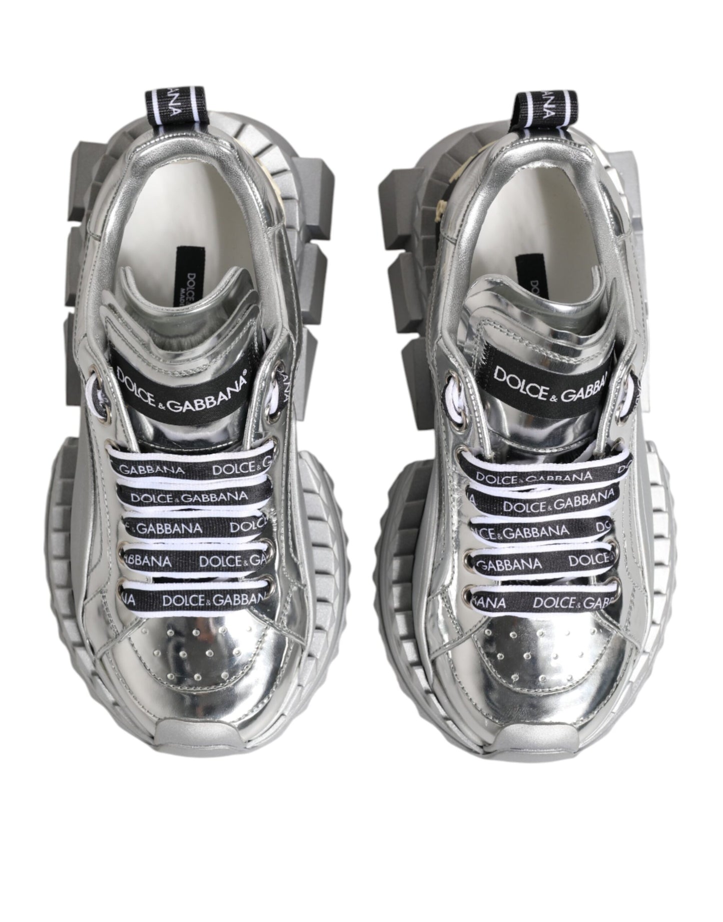 Dolce & Gabbana Super Queen Sneakers aus silbernem Leder