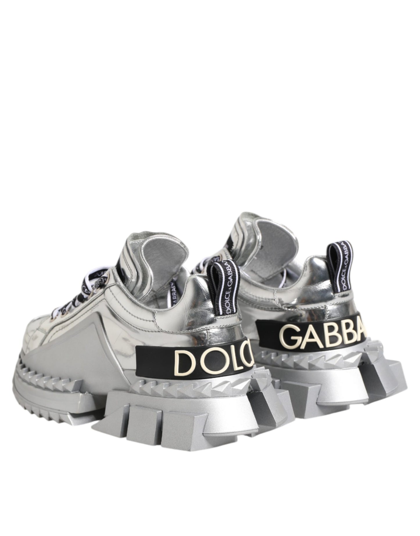 Dolce & Gabbana Super Queen Sneakers aus silbernem Leder