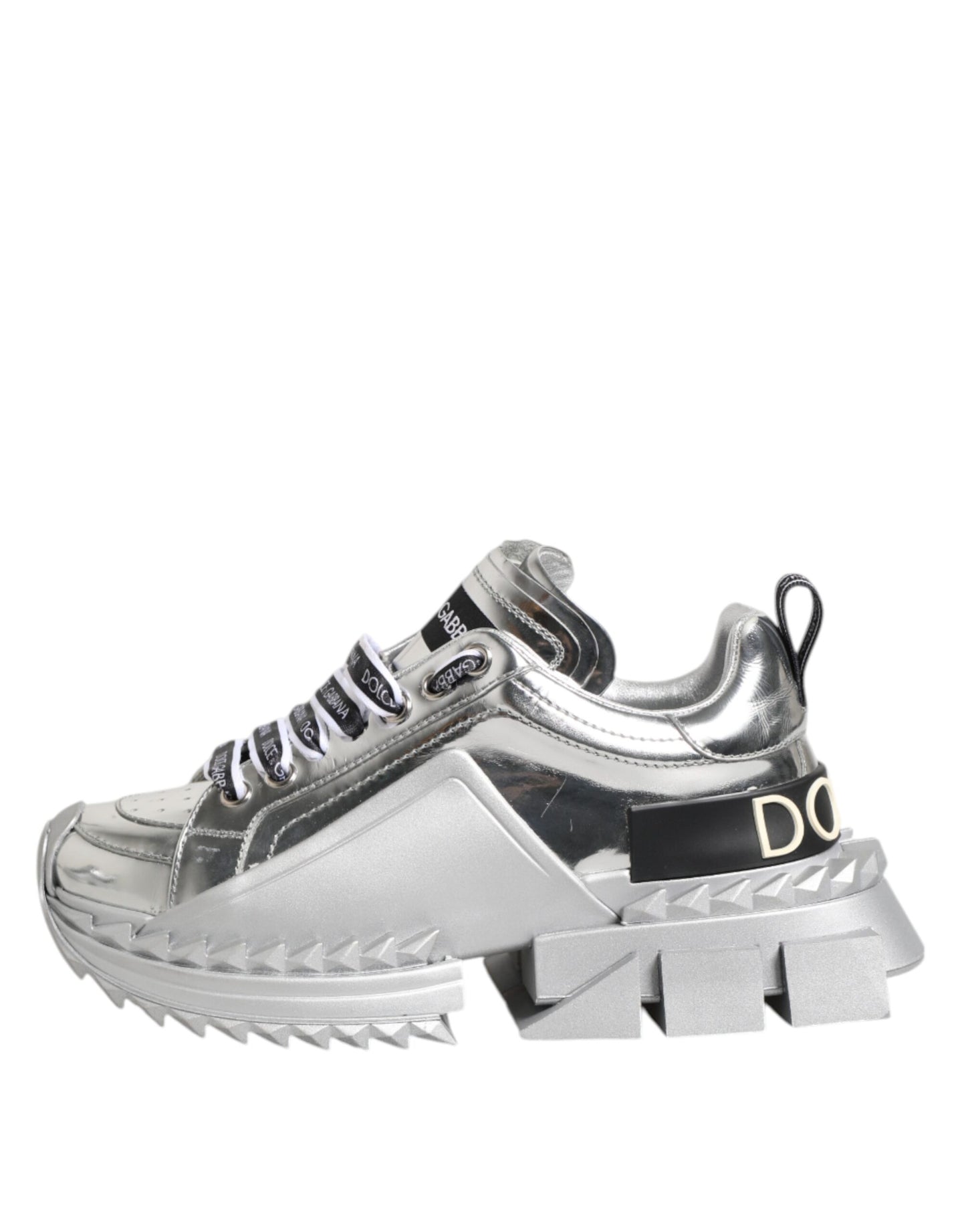 Dolce & Gabbana Super Queen Sneakers aus silbernem Leder