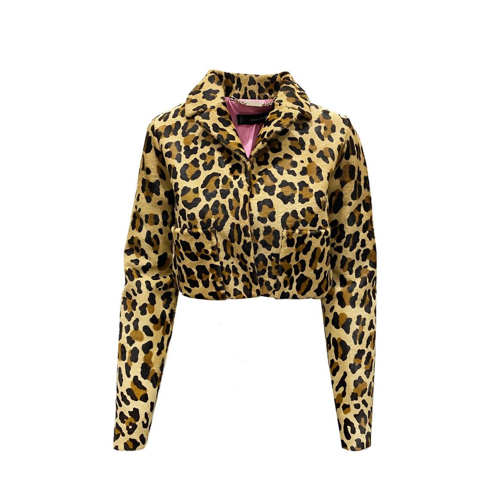 Dsquared² Kurze Jacke aus Kalbshaar mit Leopardenmuster
