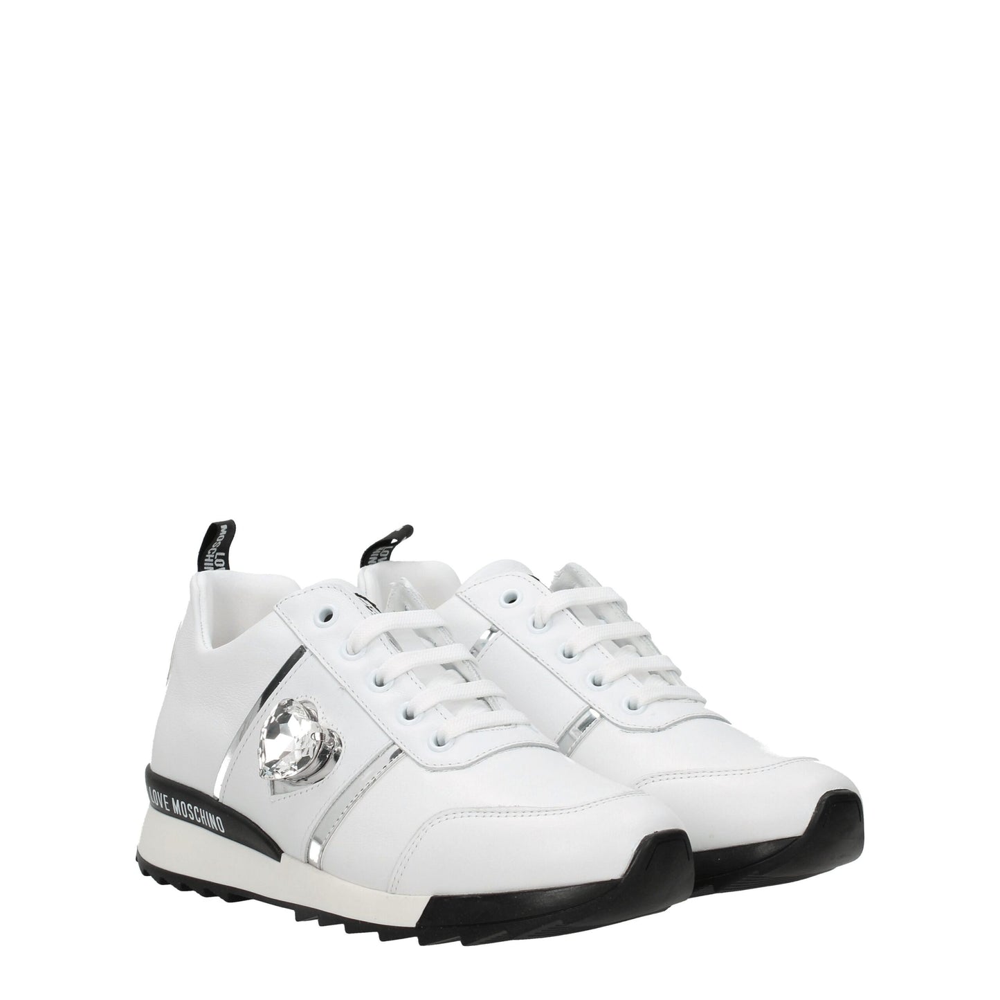 Love Moschino – Weiße niedrige Lederschuhe