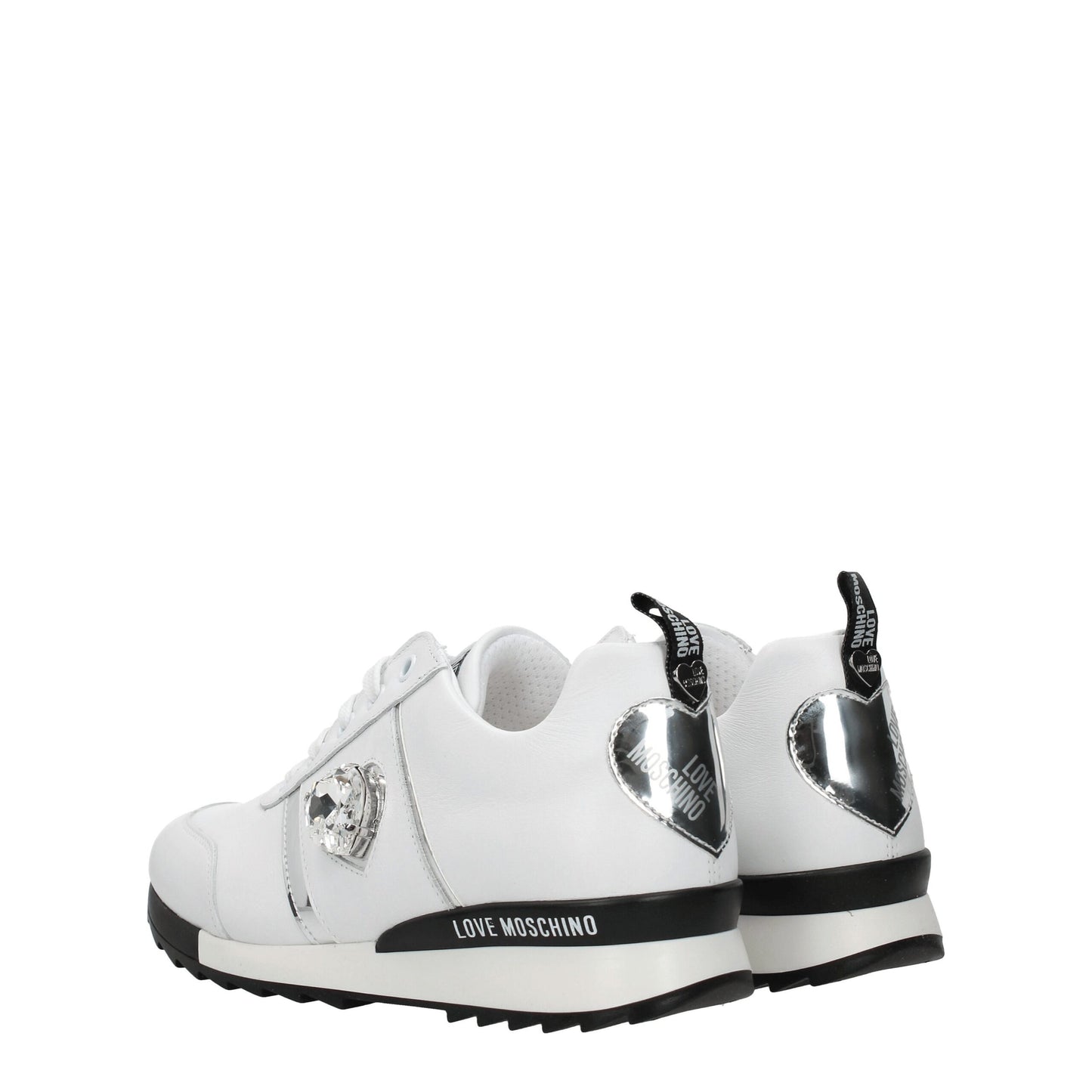 Love Moschino – Weiße niedrige Lederschuhe