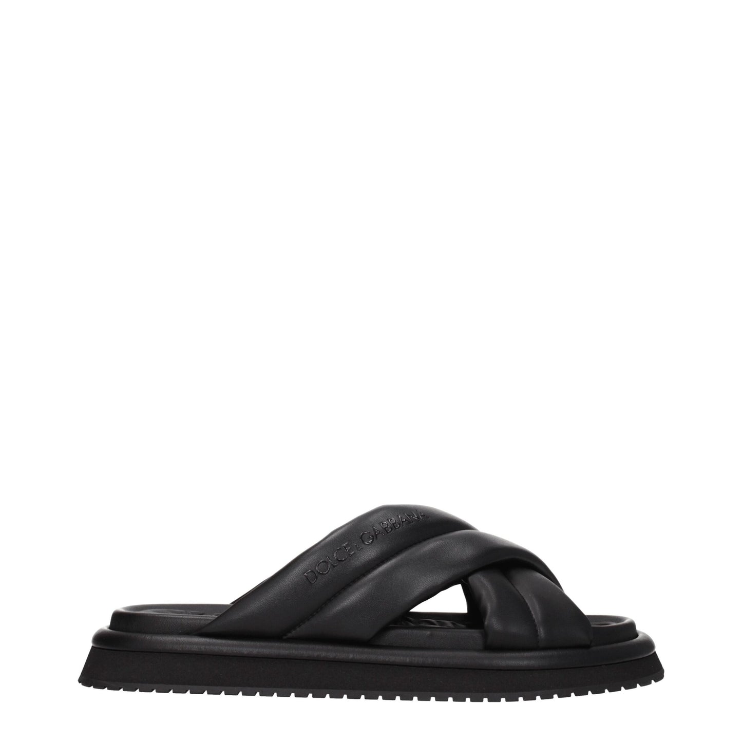 Dolce & Gabbana – Schwarze Leder-Slipper-Sandalen