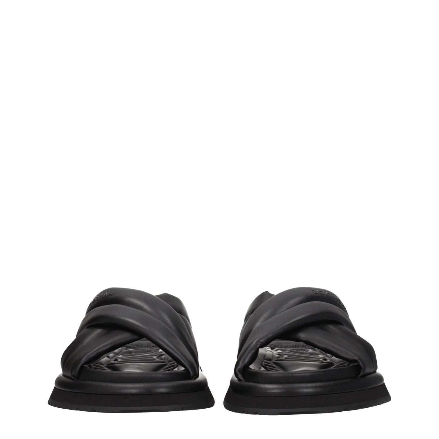 Dolce & Gabbana – Schwarze Leder-Slipper-Sandalen