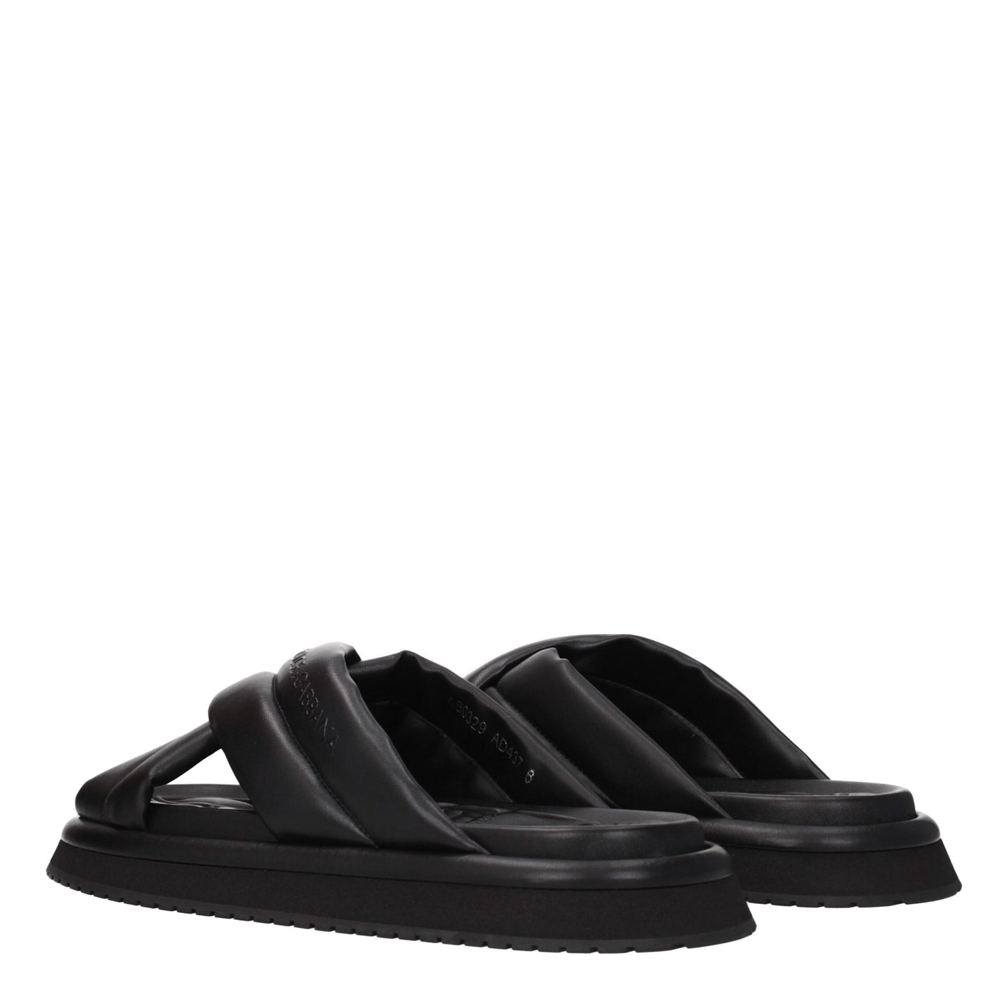 Dolce & Gabbana – Schwarze Leder-Slipper-Sandalen