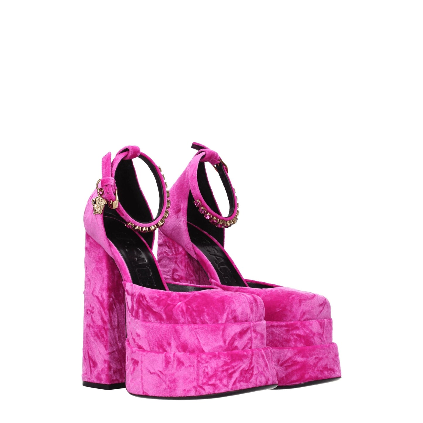 Versace Plateauschuhe aus rosa Samt