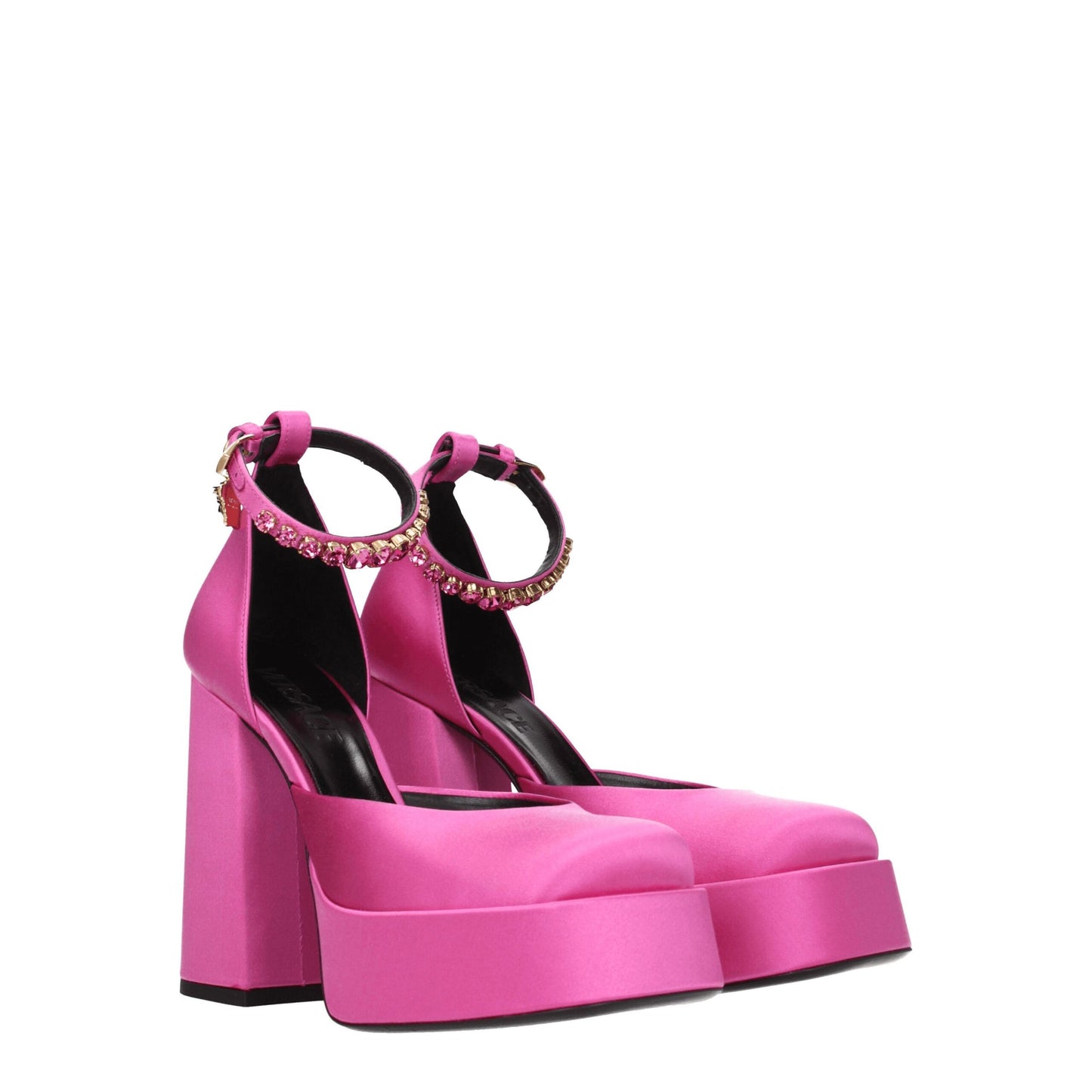 Versace – Rosa Satin-Plateau-Pumps