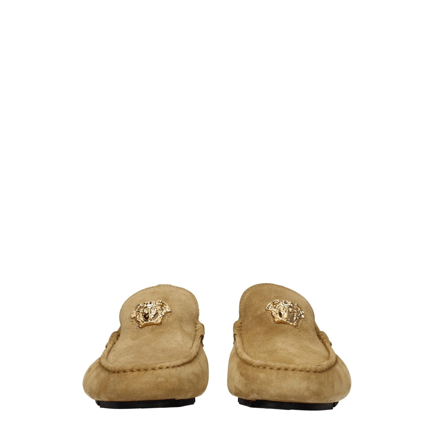 Versace – Slipper aus beigefarbenem Leder