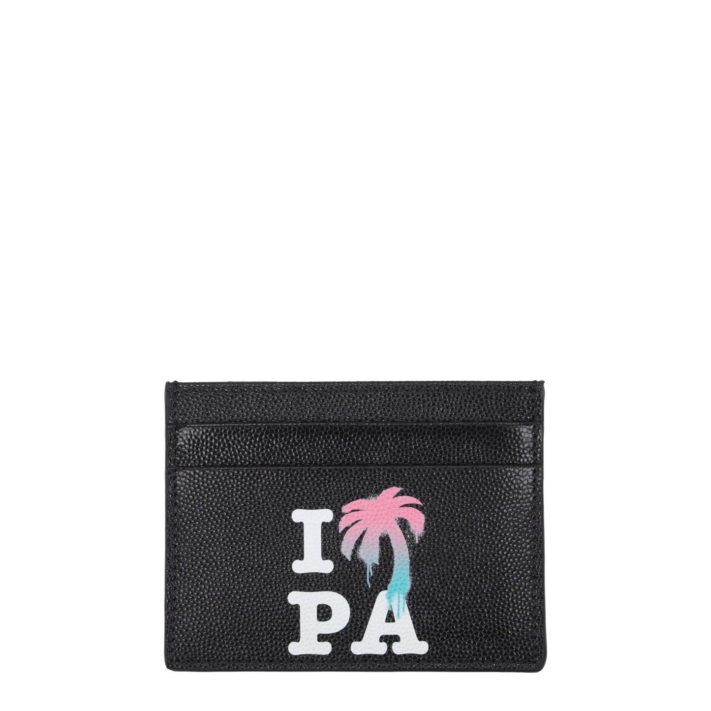 Palm Angels – Kartenetuis aus schwarzem Leder