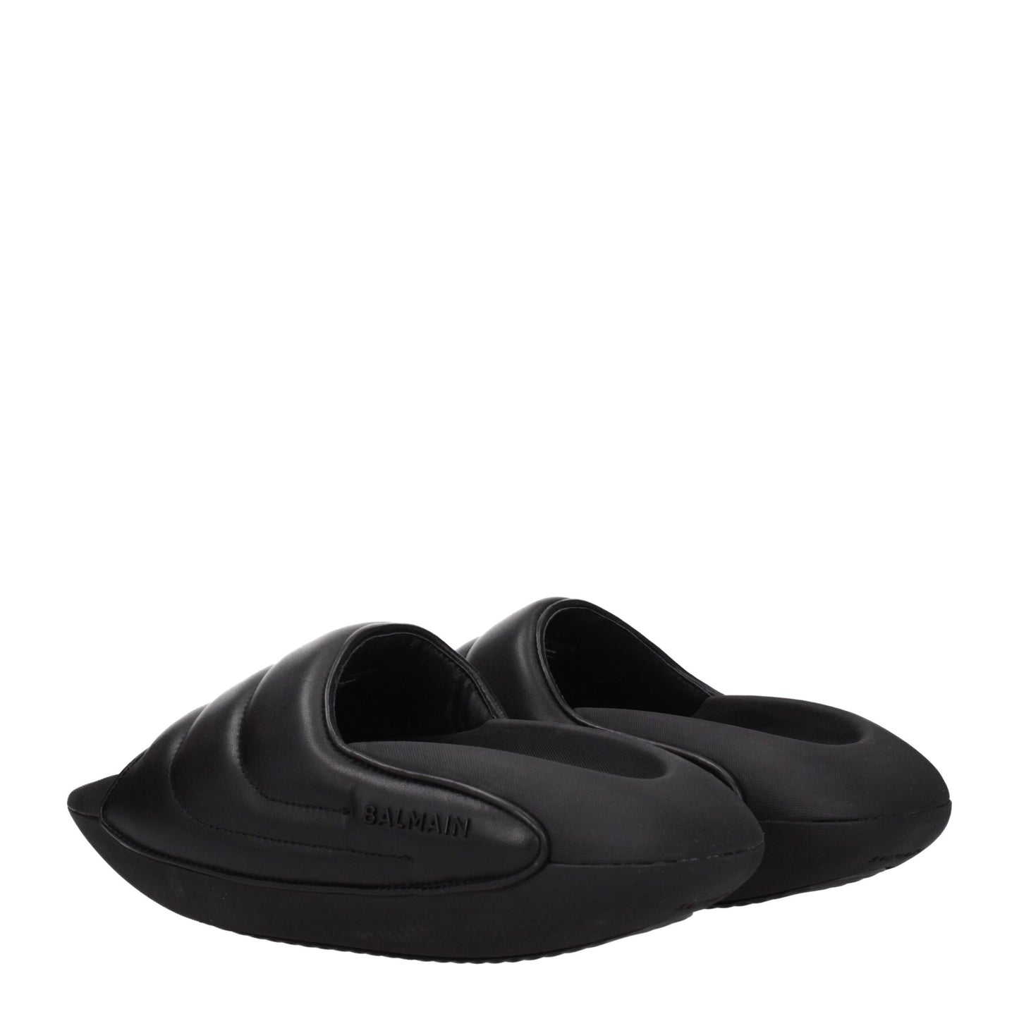 Balmain – Schwarze Leder-Slipper-Sandalen