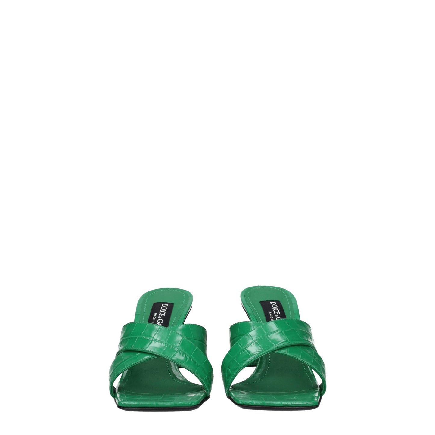 Dolce & Gabbana Grüne flache Ledersandalen