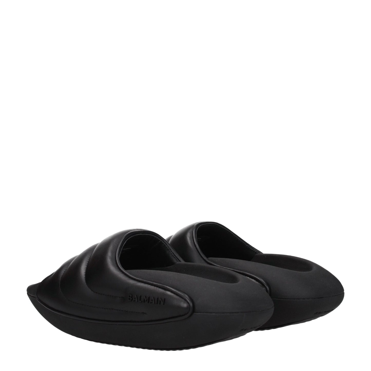 Balmain – Schwarze Leder-Slipper-Sandalen
