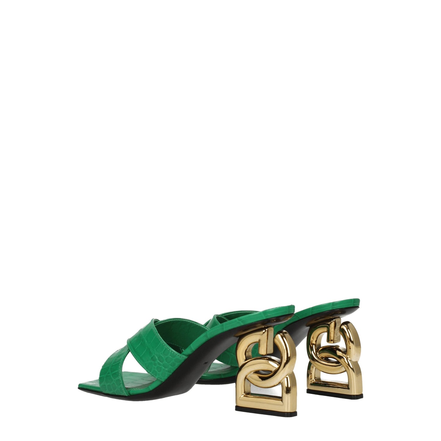 Dolce & Gabbana Grüne flache Ledersandalen