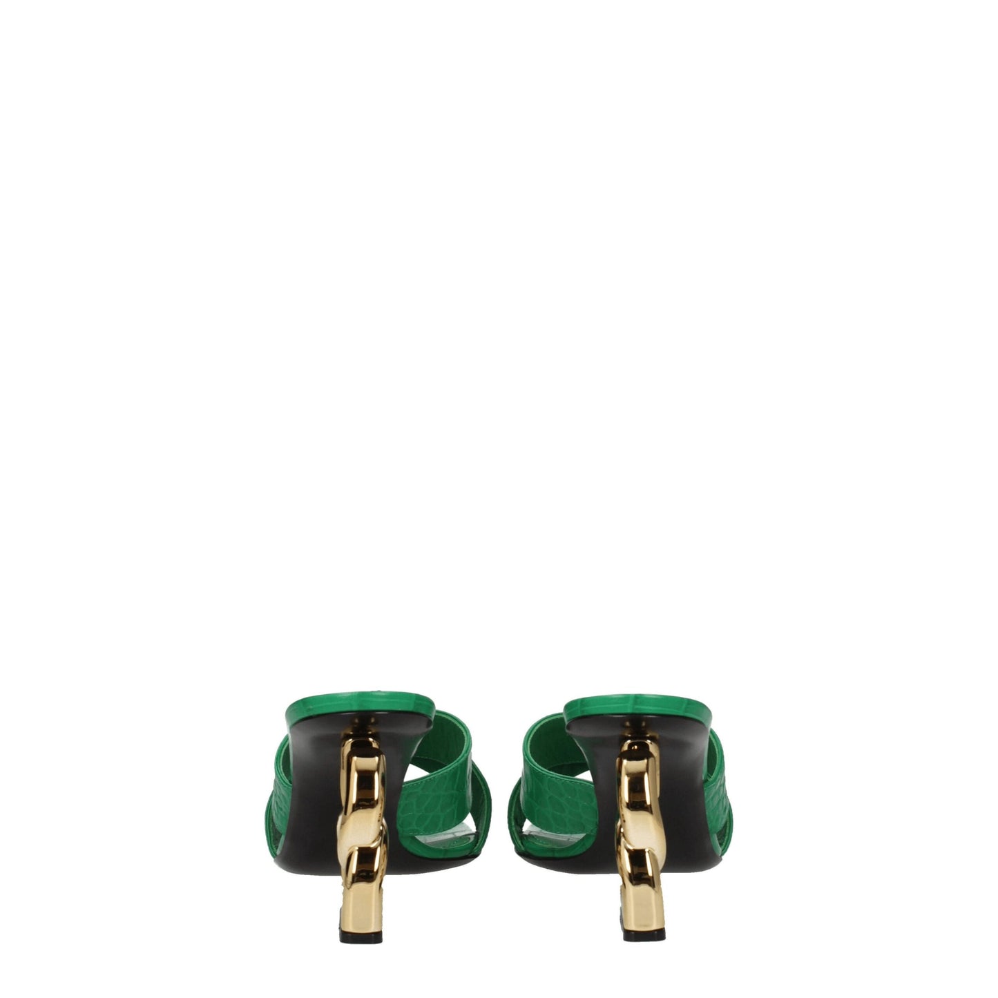 Dolce & Gabbana Grüne flache Ledersandalen