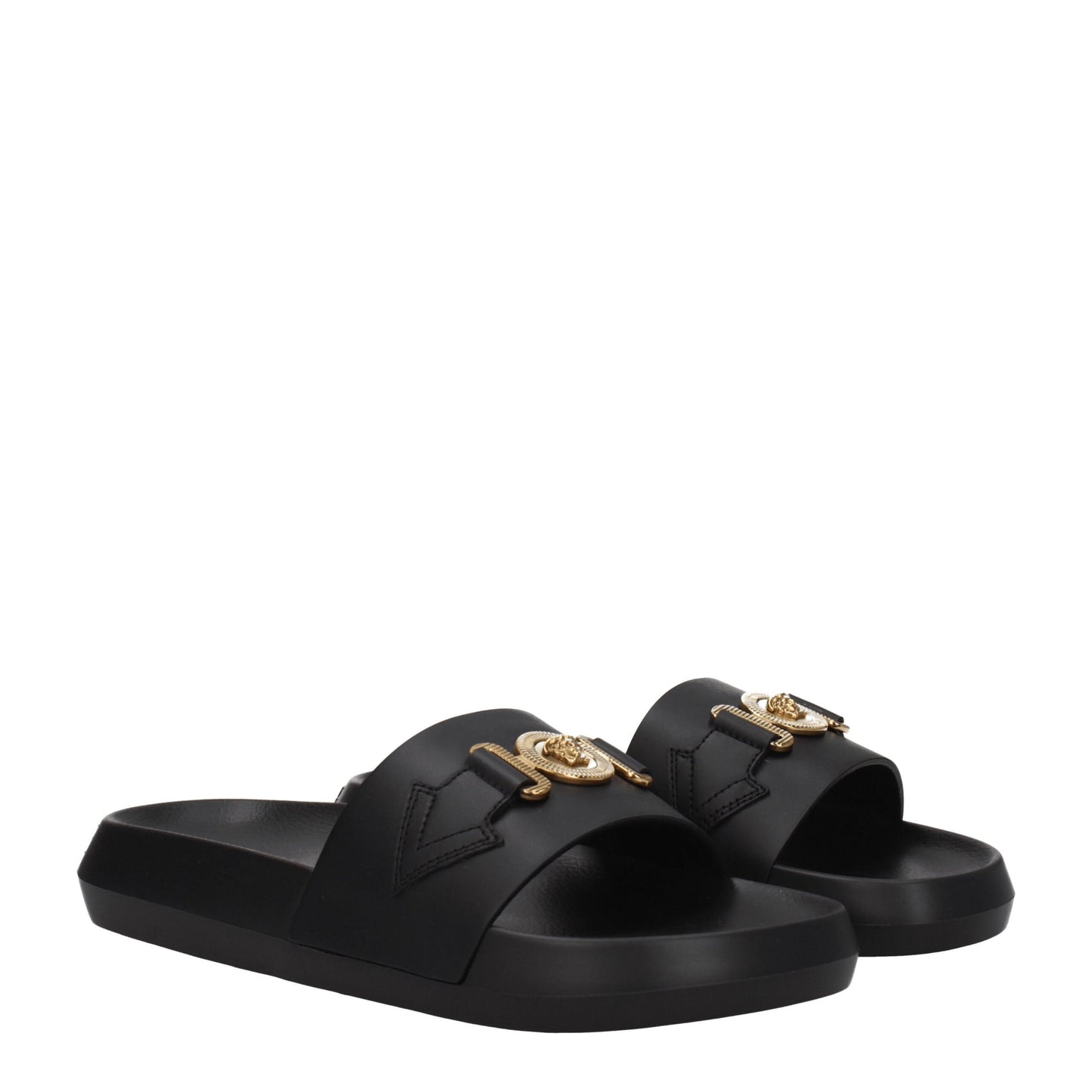 Versace – Schwarze Leder-Slipper-Sandalen