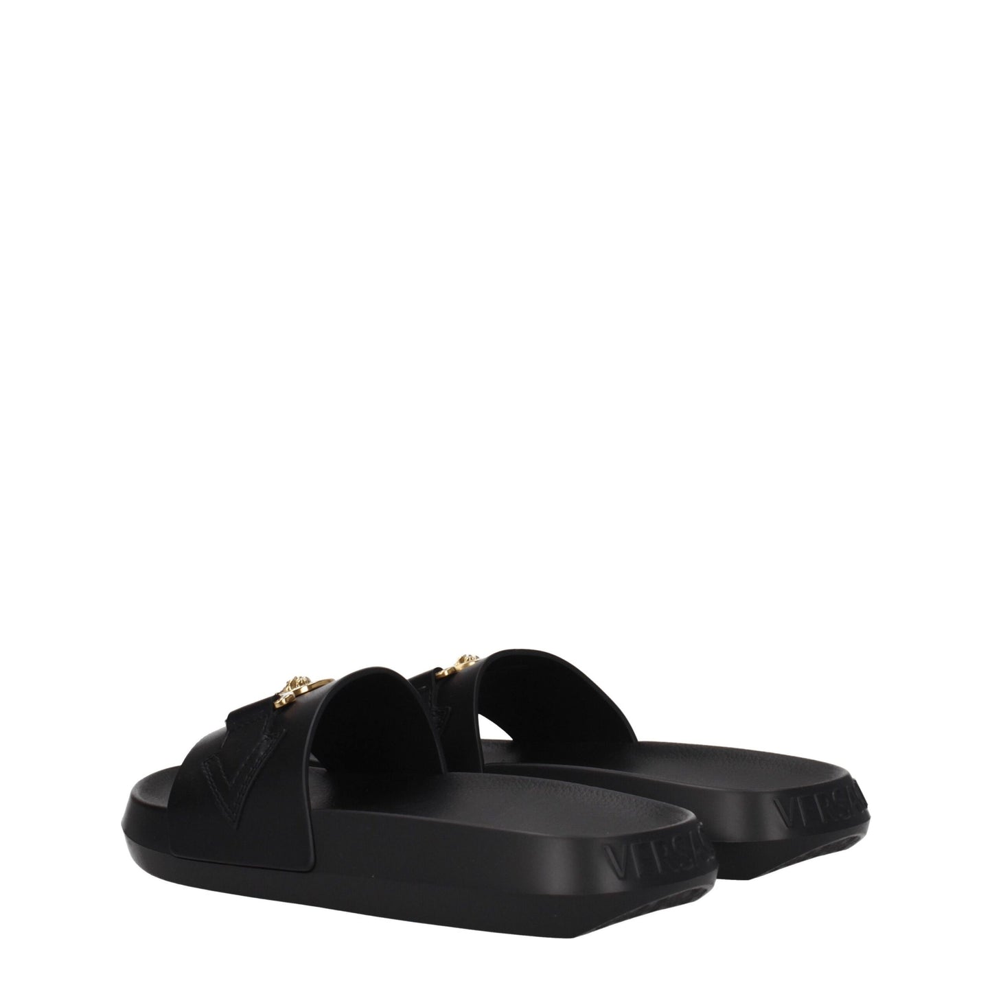 Versace – Schwarze Leder-Slipper-Sandalen