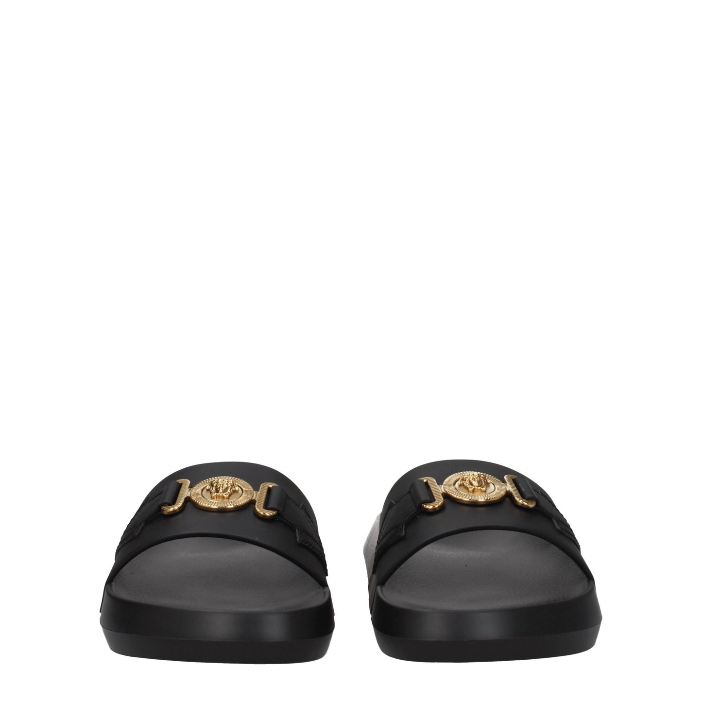 Versace – Schwarze Leder-Slipper-Sandalen