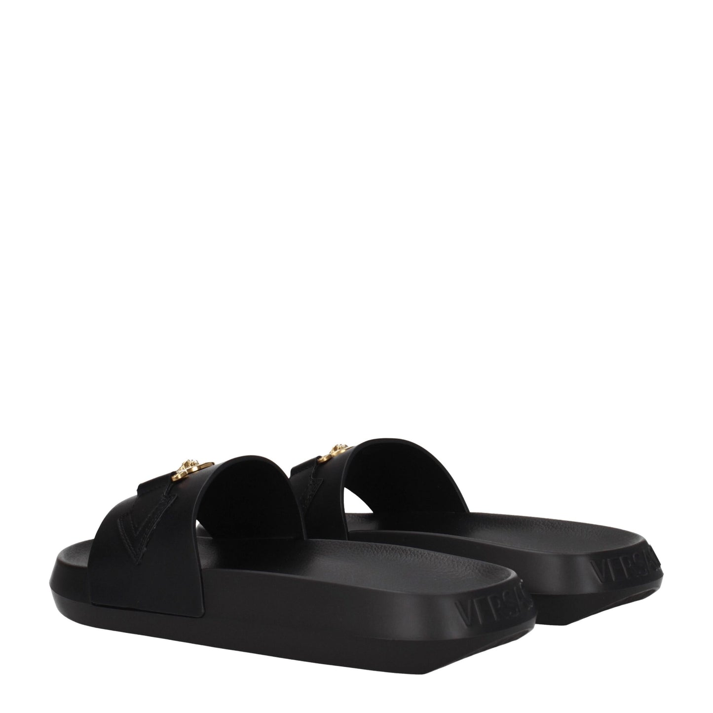 Versace – Schwarze Leder-Slipper-Sandalen