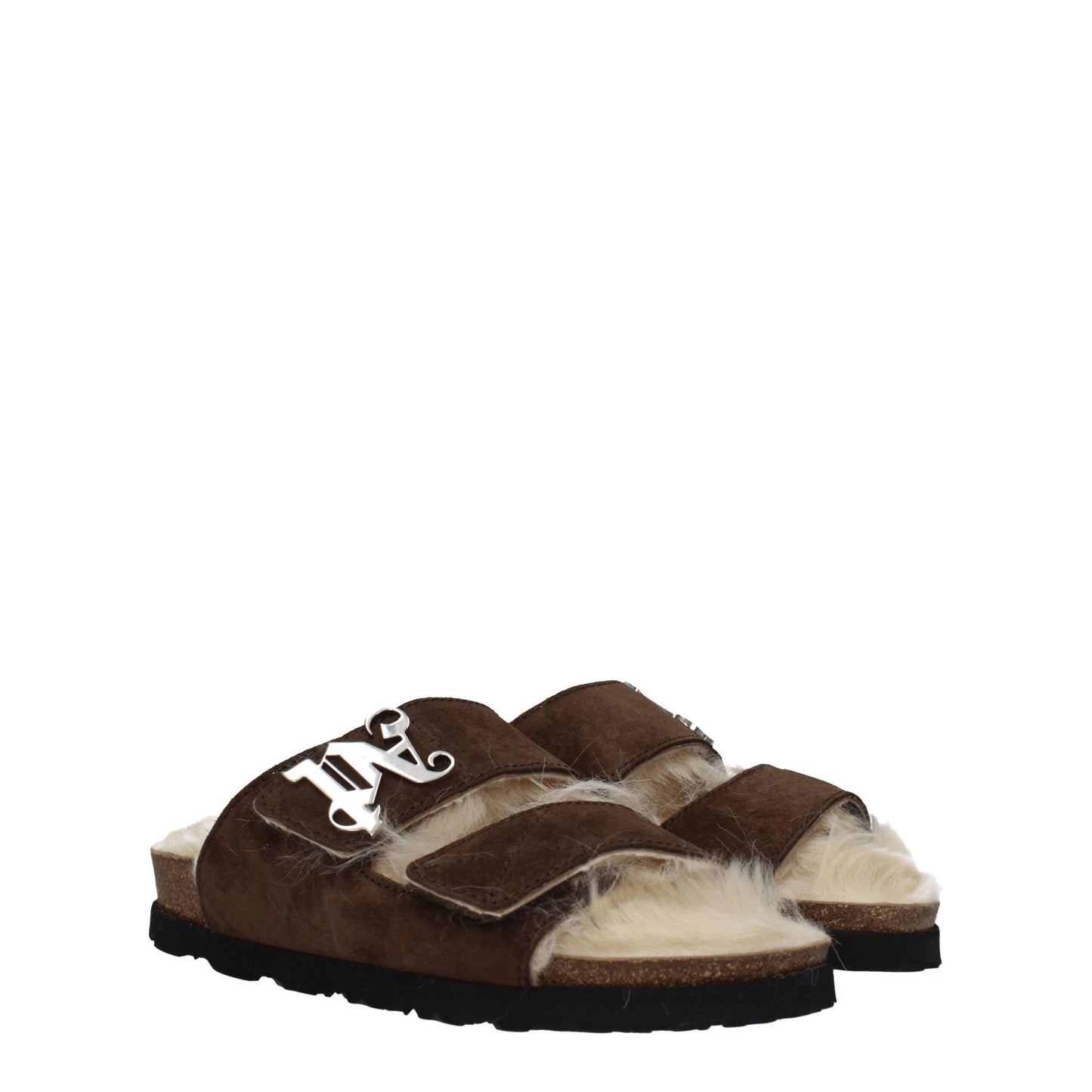 Palm Angels – Braune Leder-Slipper-Sandalen