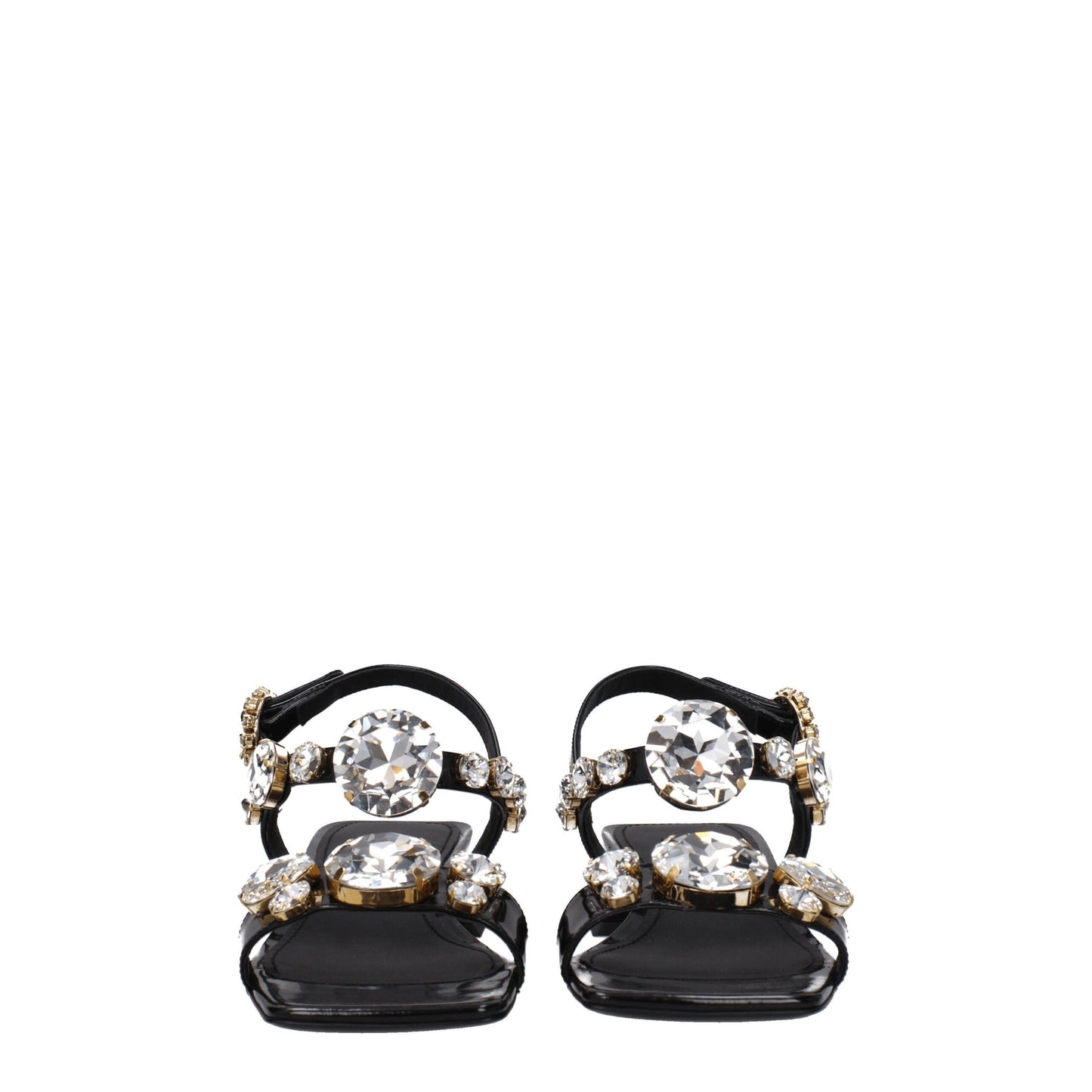 Dolce & Gabbana – Flache Sandalen aus schwarzem Leder