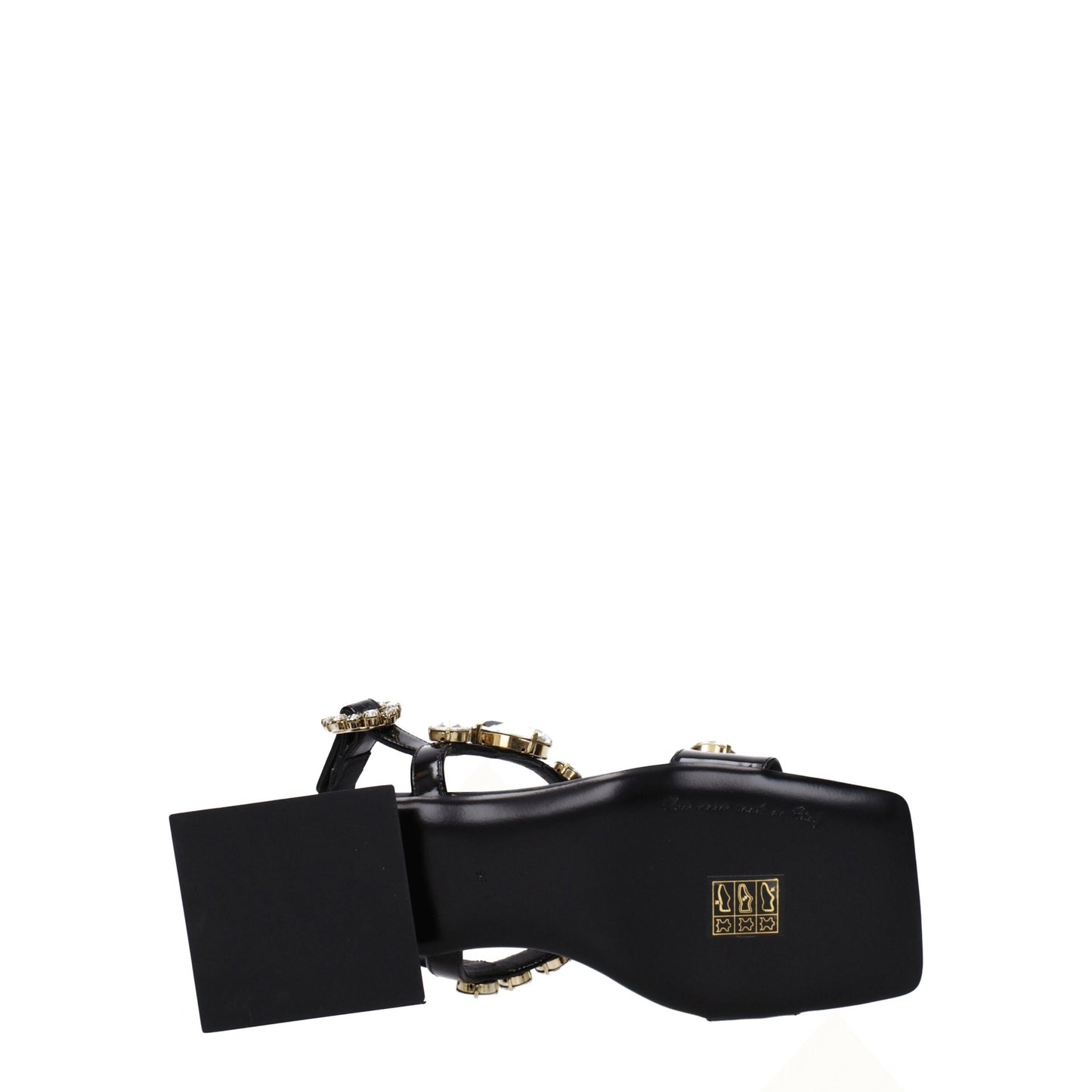 Dolce & Gabbana – Flache Sandalen aus schwarzem Leder