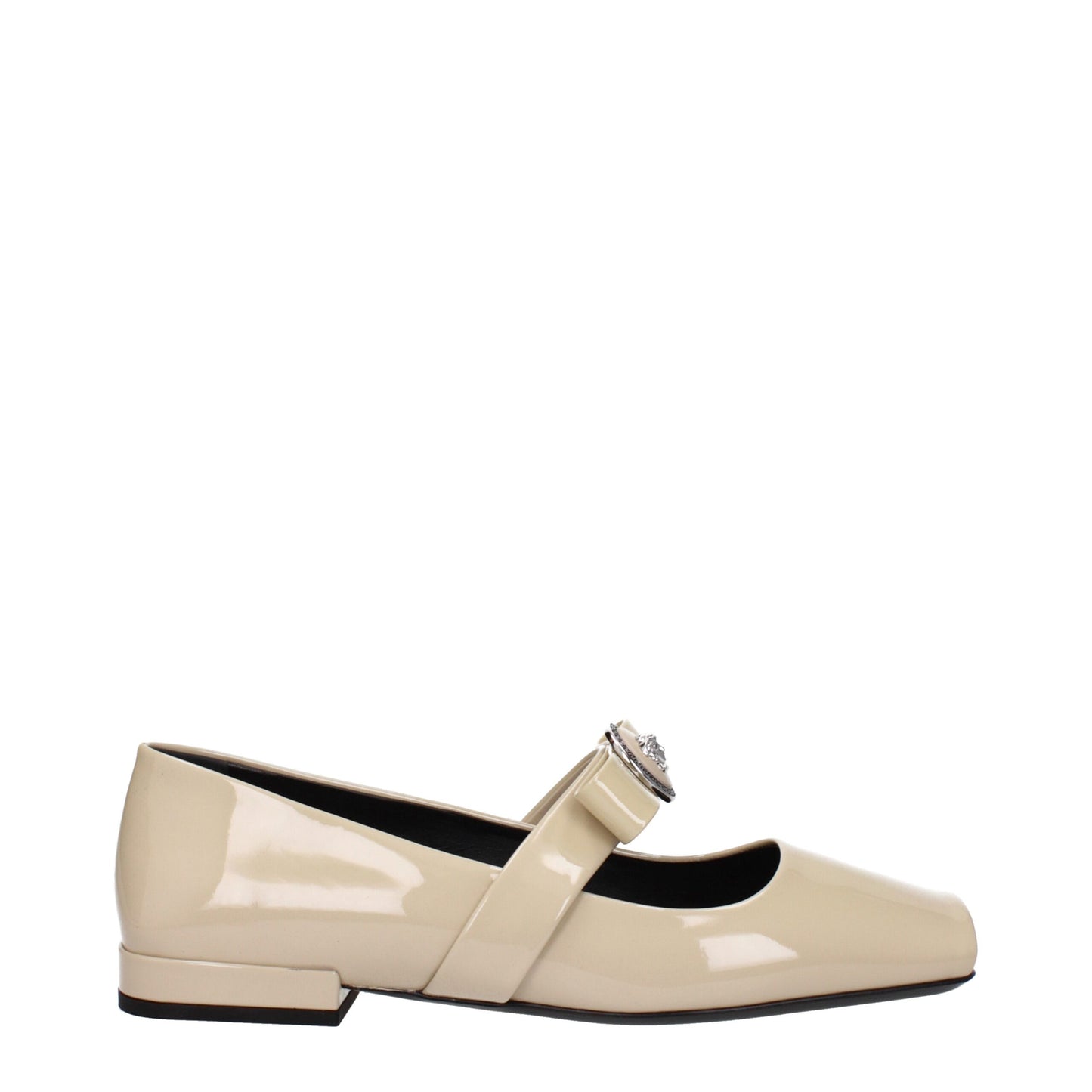 Versace – Beigefarbene Ballerinas aus Leder