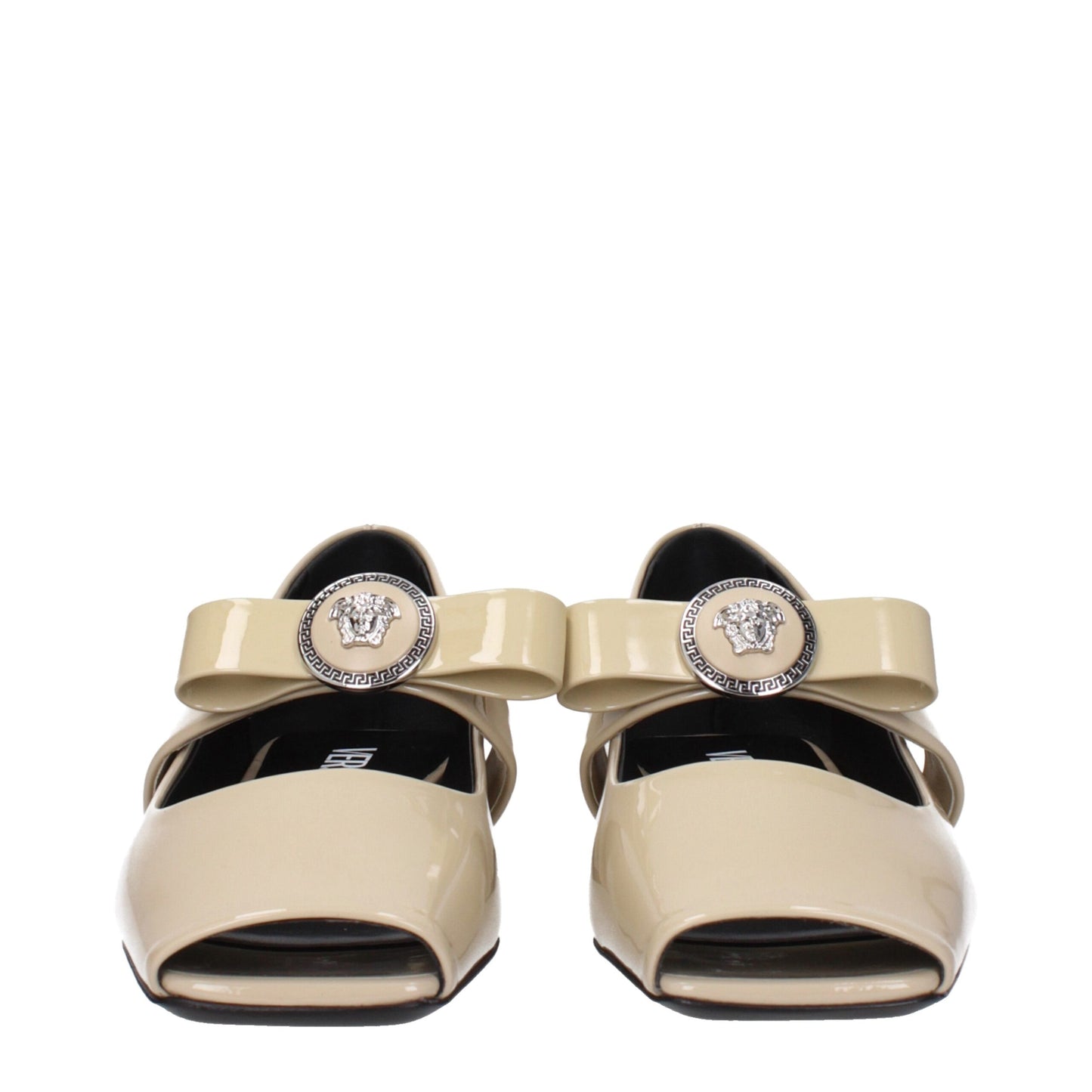 Versace – Beigefarbene Ballerinas aus Leder